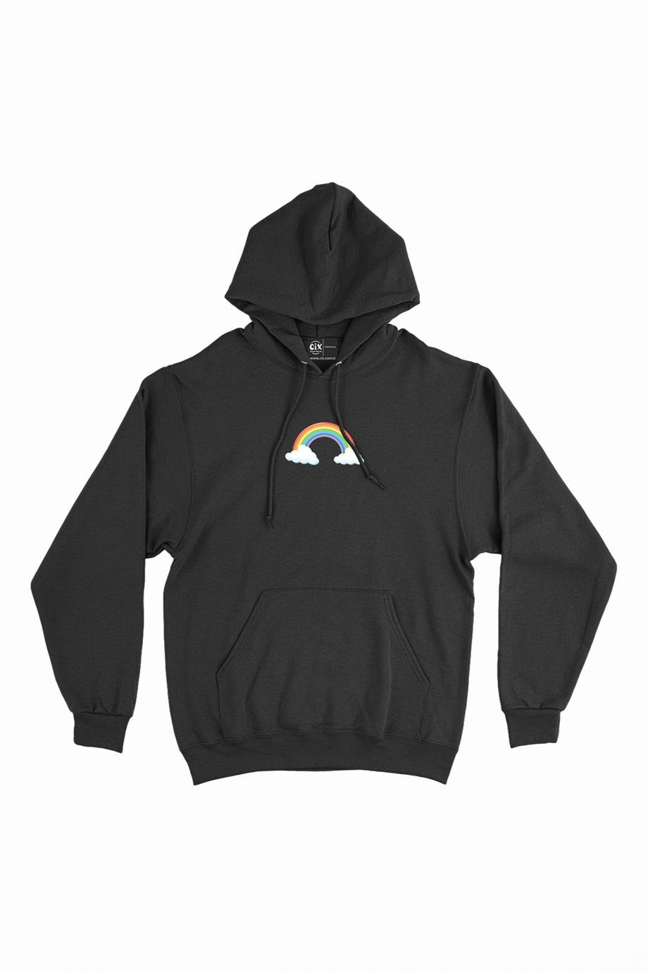 Renkli Gökkuşağı Bulutlu Minimal Kapşonlu Sweatshirt Hoodie Renkli Gökkuşağı Bulutlu Minimal Kapşonlu Sweatshirt Hoodie - Ücretsiz Kargo