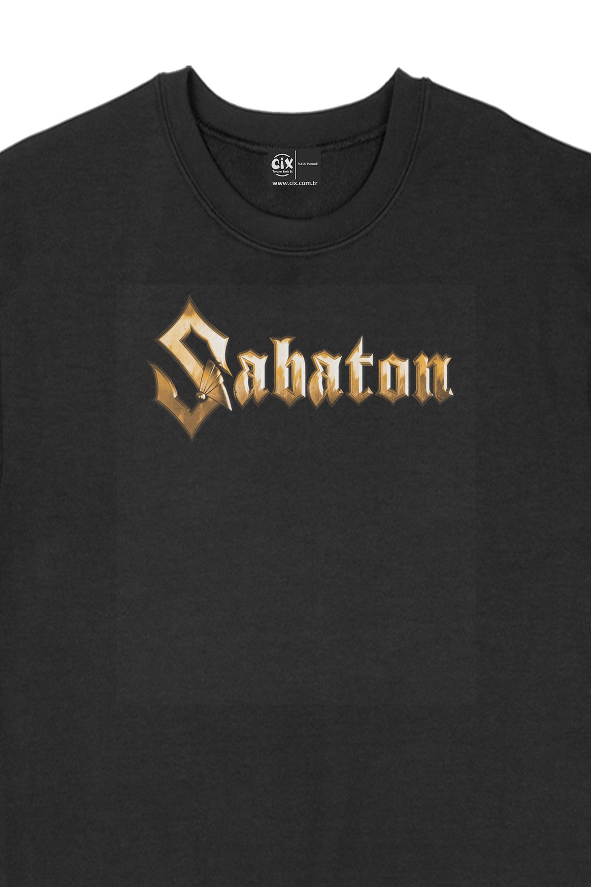 Sabaton Baskılı Siyah Sweatshirt