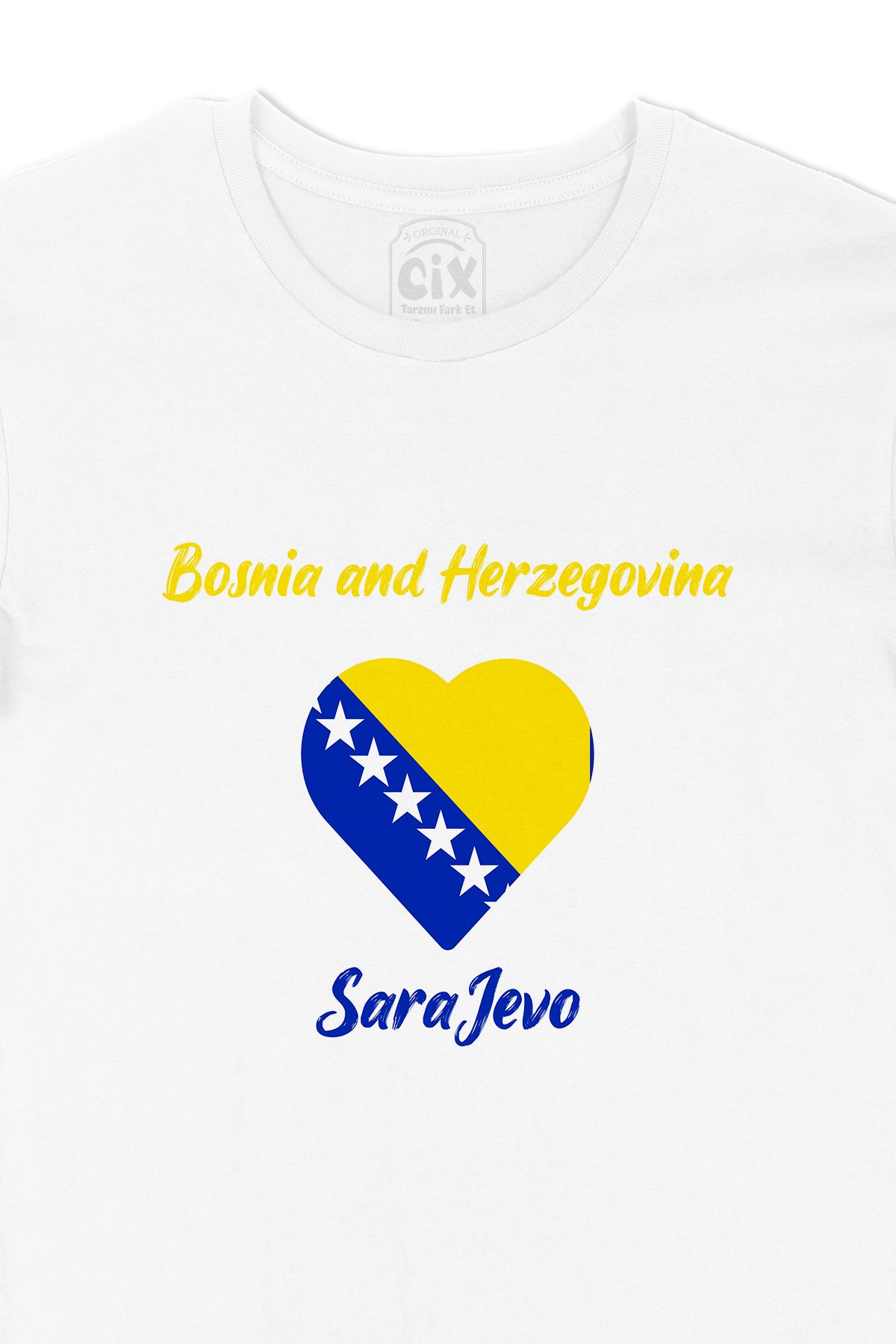Saraybosna Bosna Hersek Bayraklı Kalpli Tişört