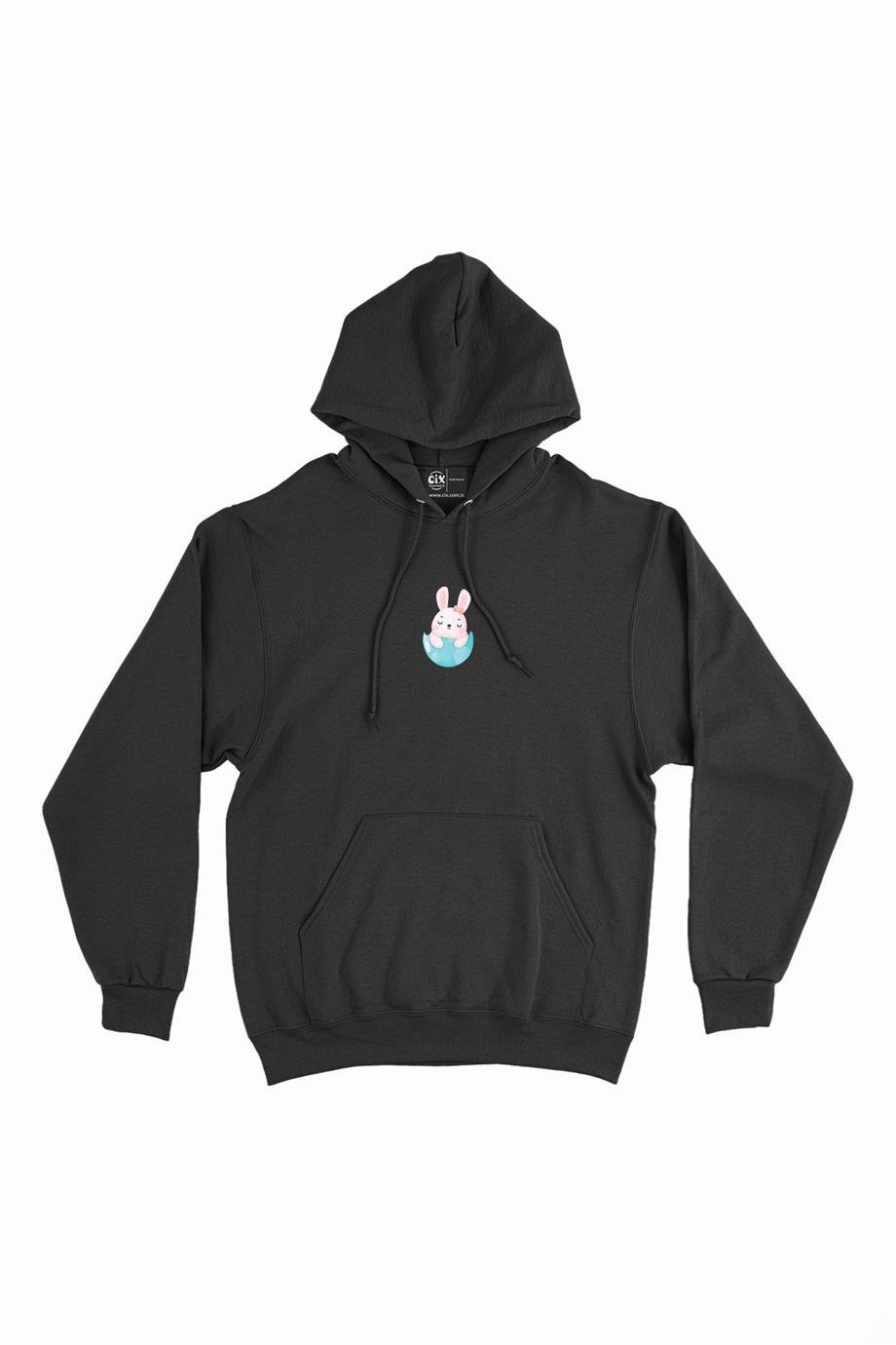 Sevimli Tavşan Minimal Kapşonlu Sweatshirt Hoodie Sevimli Tavşan Minimal Kapşonlu Sweatshirt Hoodie - Ücretsiz Kargo