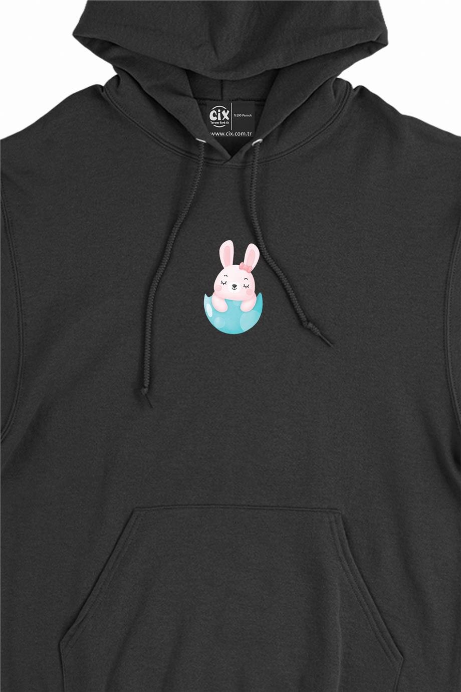 Sevimli Tavşan Minimal Kapşonlu Sweatshirt Hoodie Sevimli Tavşan Minimal Kapşonlu Sweatshirt Hoodie - Ücretsiz Kargo