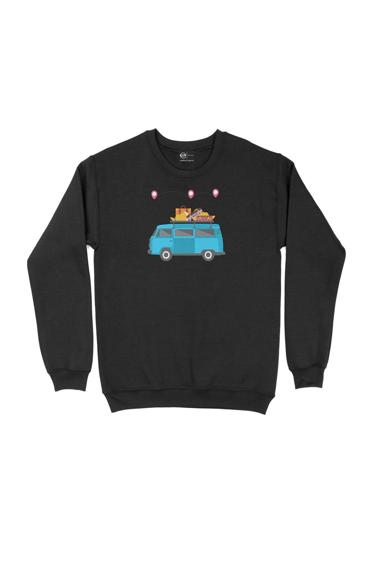 Seyahat Karavanı Siyah Sweatshirt