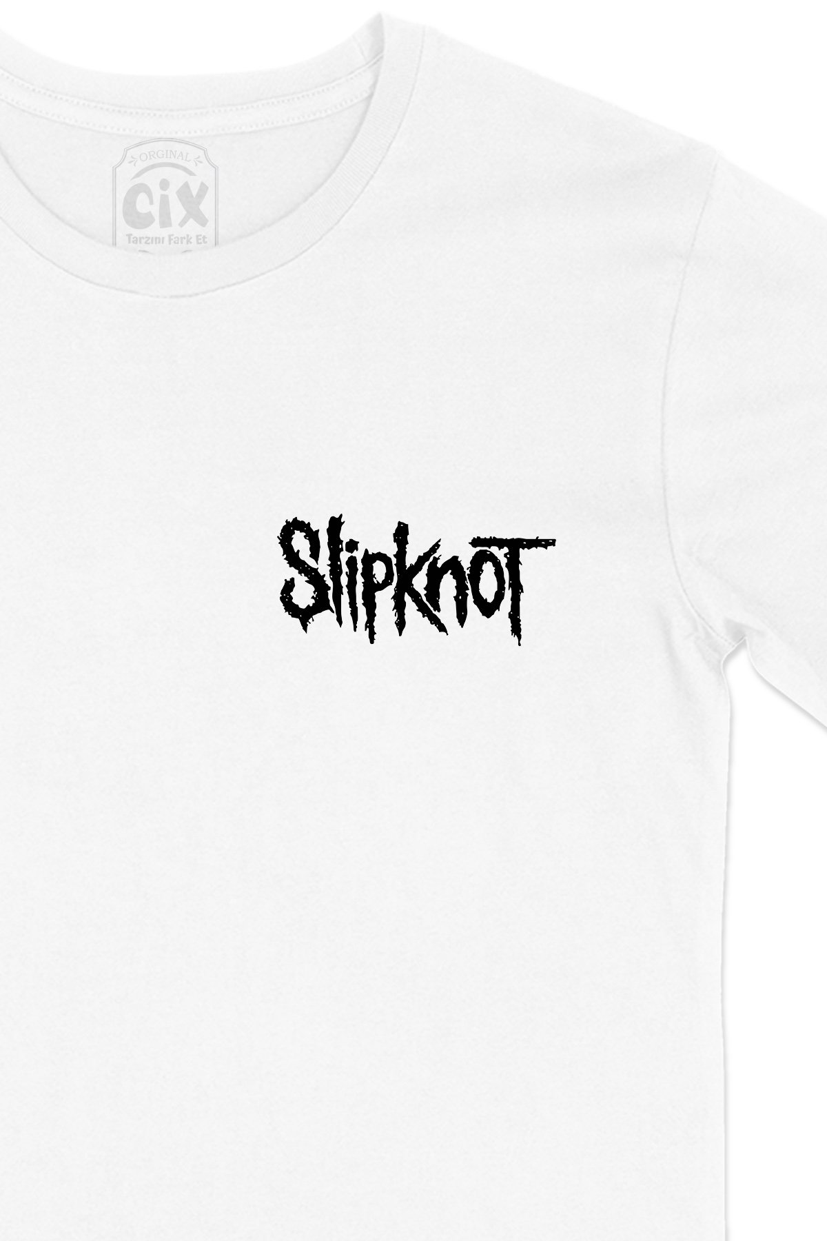 Slipknot Cep Logo Tasarımlı Beyaz Tişört