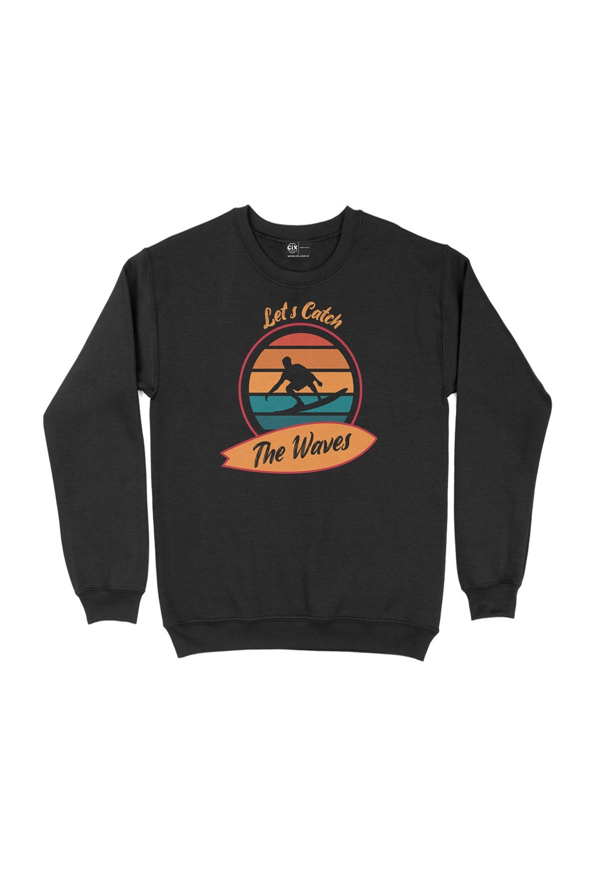 Sörf Dalgalı Siyah Sweatshirt