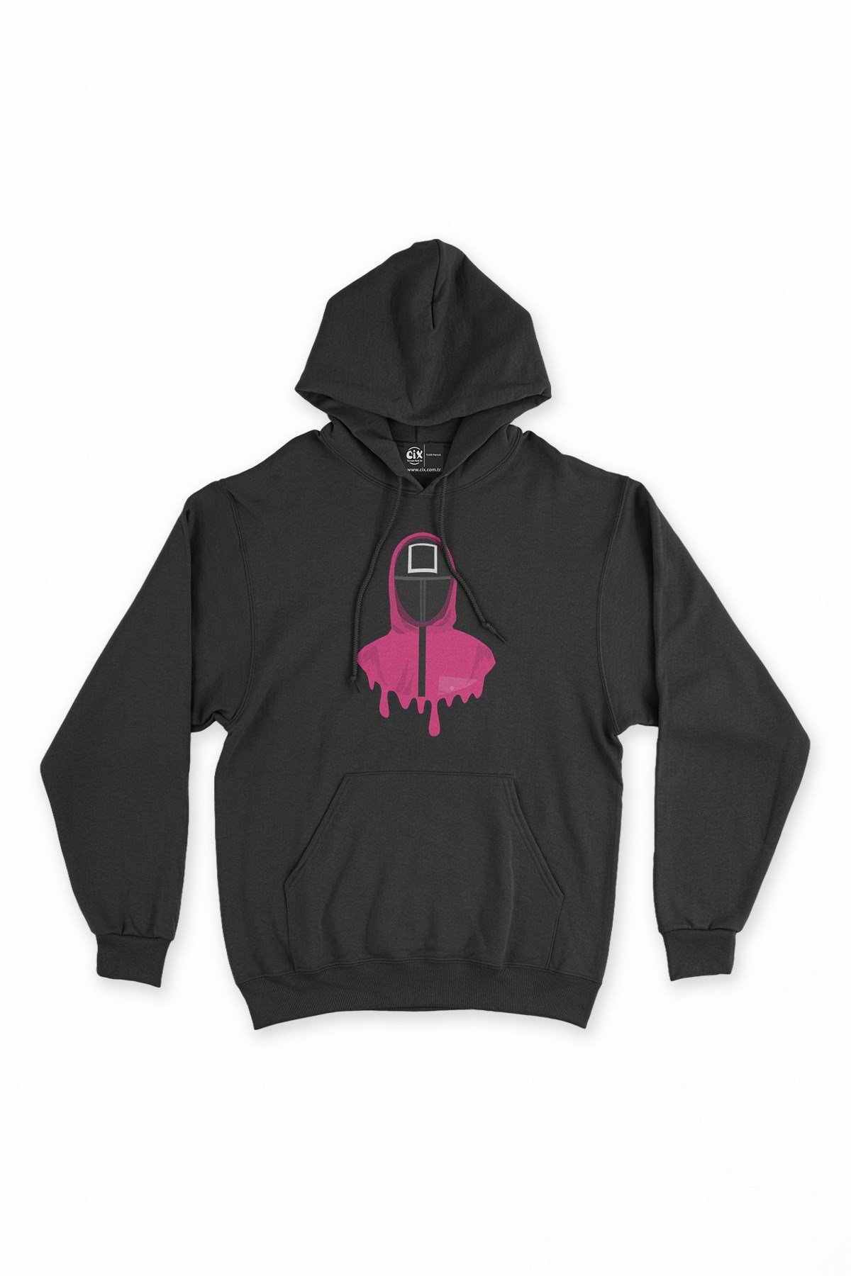 Squid Game Yönetici Maskeli Siyah Kapşonlu Sweatshirt Hoodie