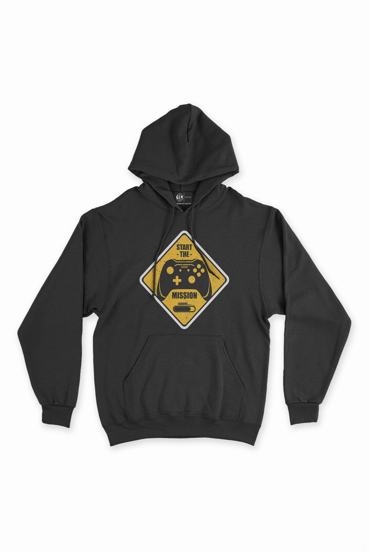 Start The Mission Siyah Kapşonlu Sweatshirt Hoodie