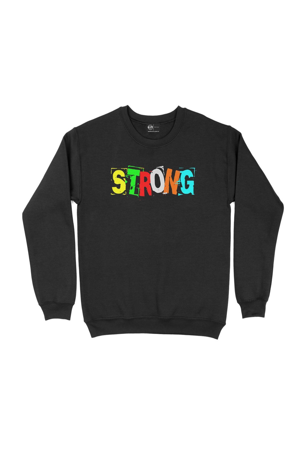 Strong Tasarım Siyah Sweatshirt
