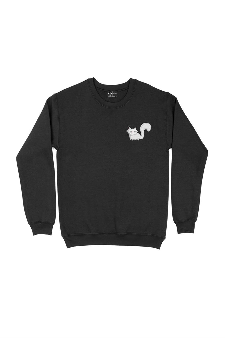 Sweet Cat  Cep Tasarım Baskılı Sweatshirt Sweet Cat  Cep Tasarım Baskılı Sweatshirt - Ücretsiz Kargo