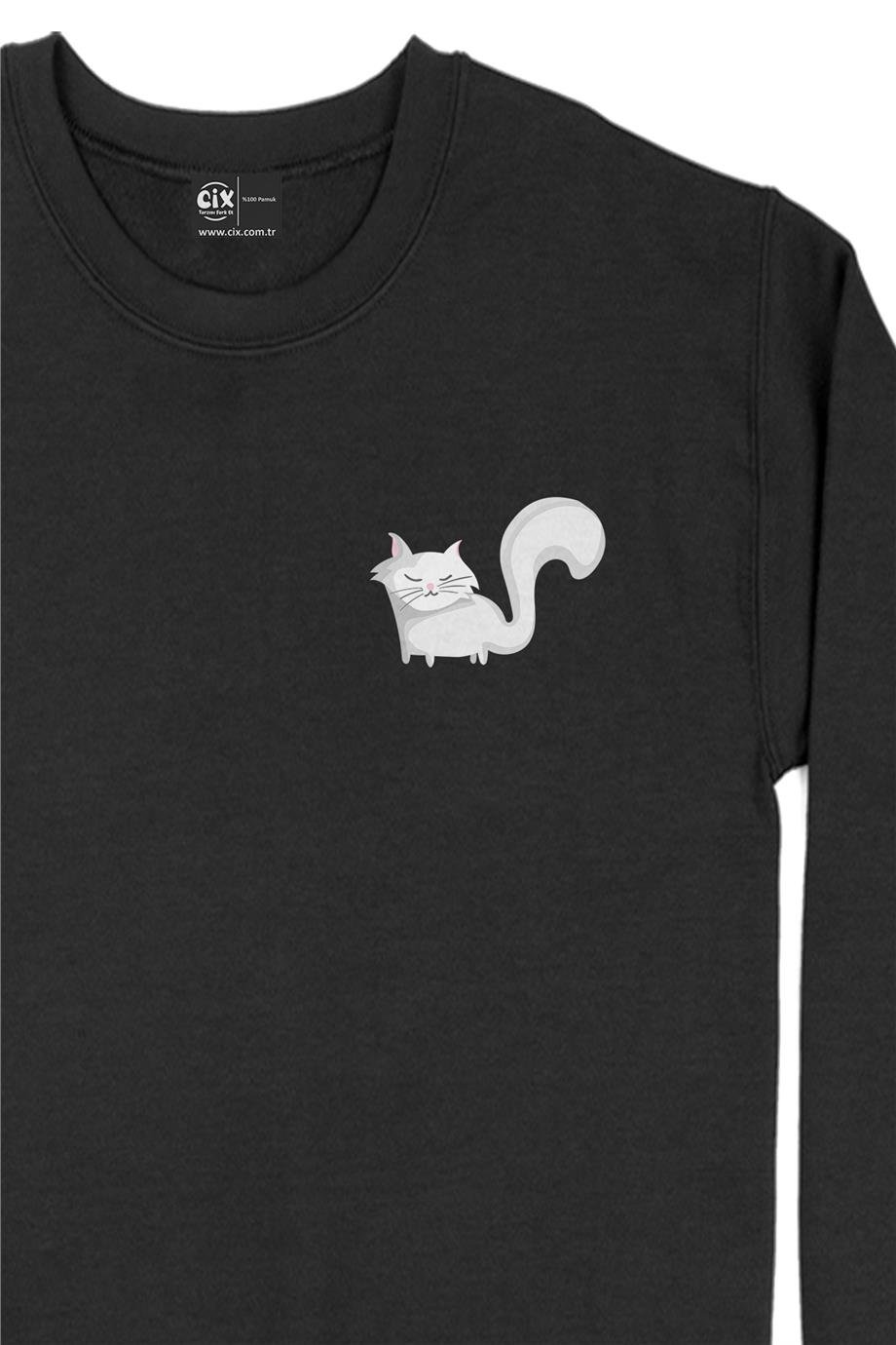 Sweet Cat  Cep Tasarım Baskılı Sweatshirt Sweet Cat  Cep Tasarım Baskılı Sweatshirt - Ücretsiz Kargo