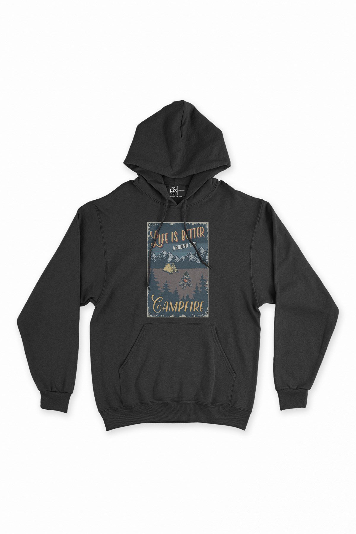 The Campfire Siyah Kapşonlu Sweatshirt Hoodie