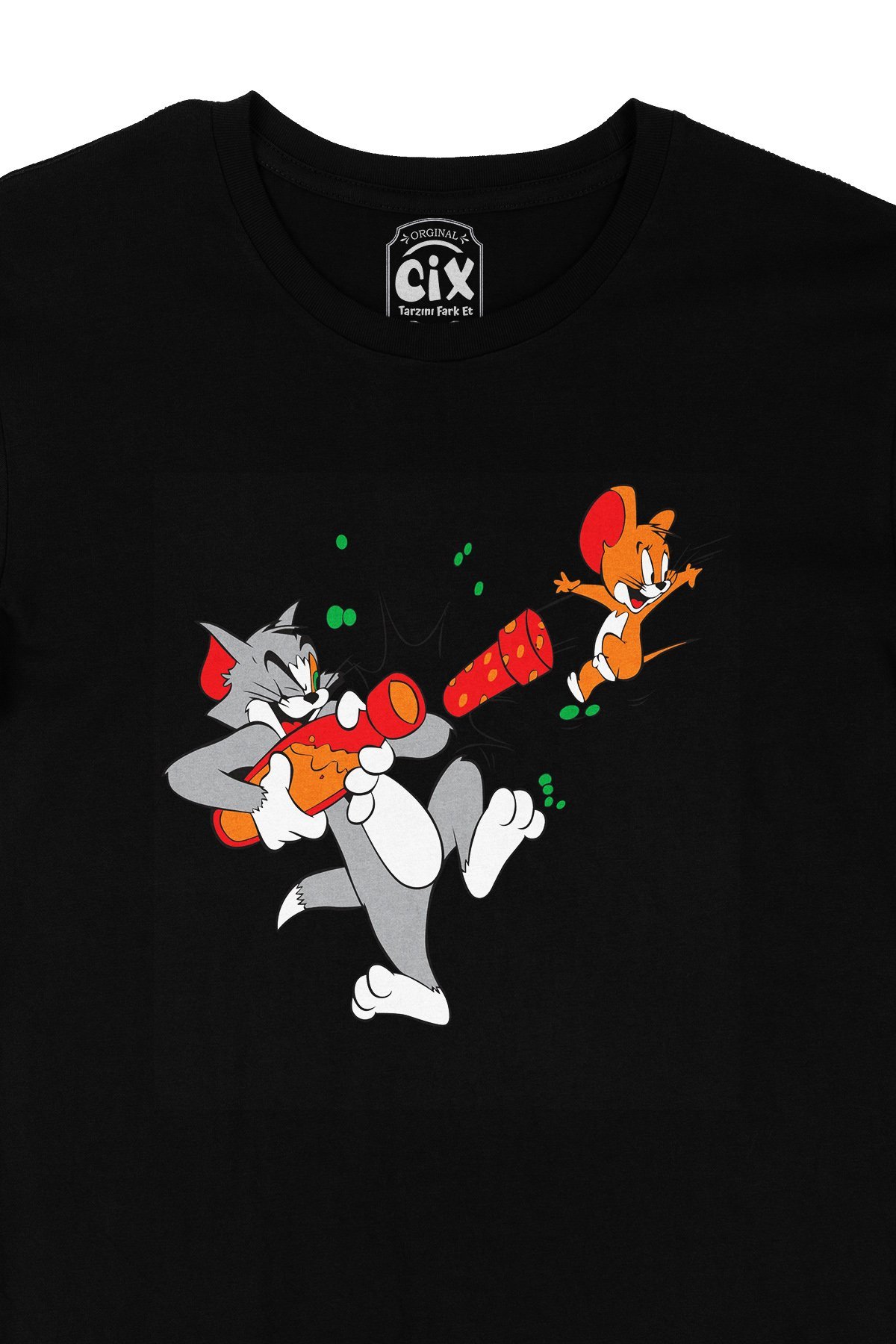 Tom and Jerry Siyah Tişört