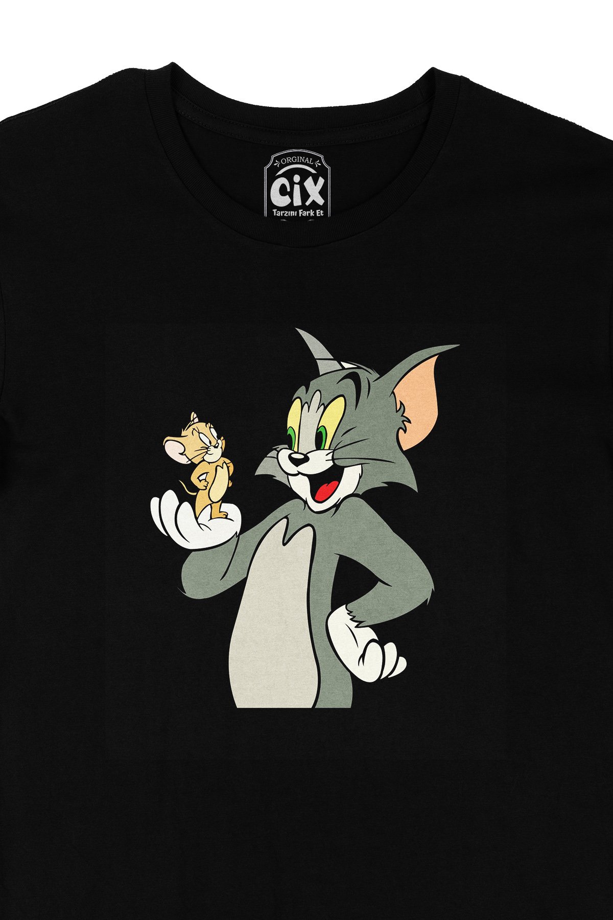 Tom Jerry Kedi Fare Siyah Tişört