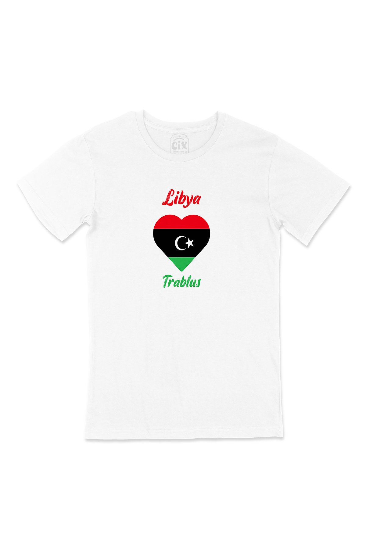 Trablus Libya Bayraklı Kalpli Tişört