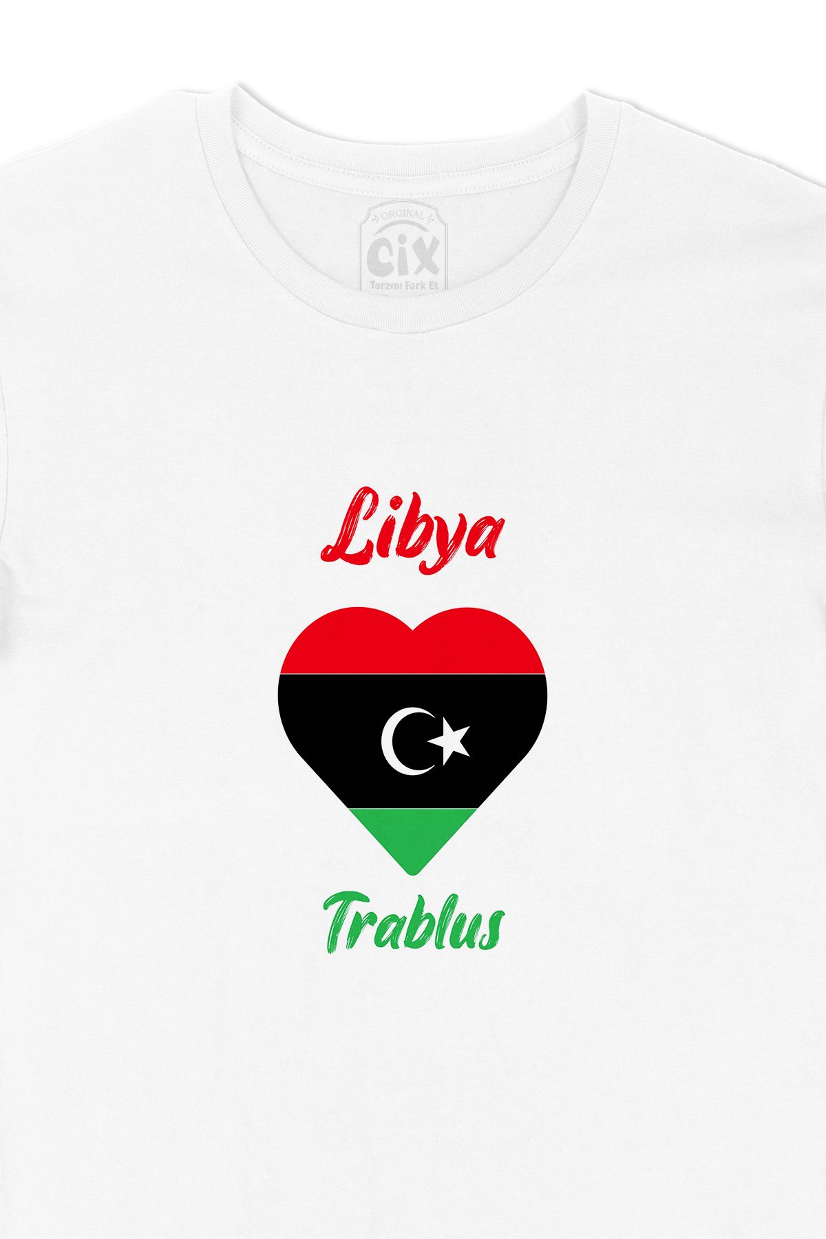 Trablus Libya Bayraklı Kalpli Tişört