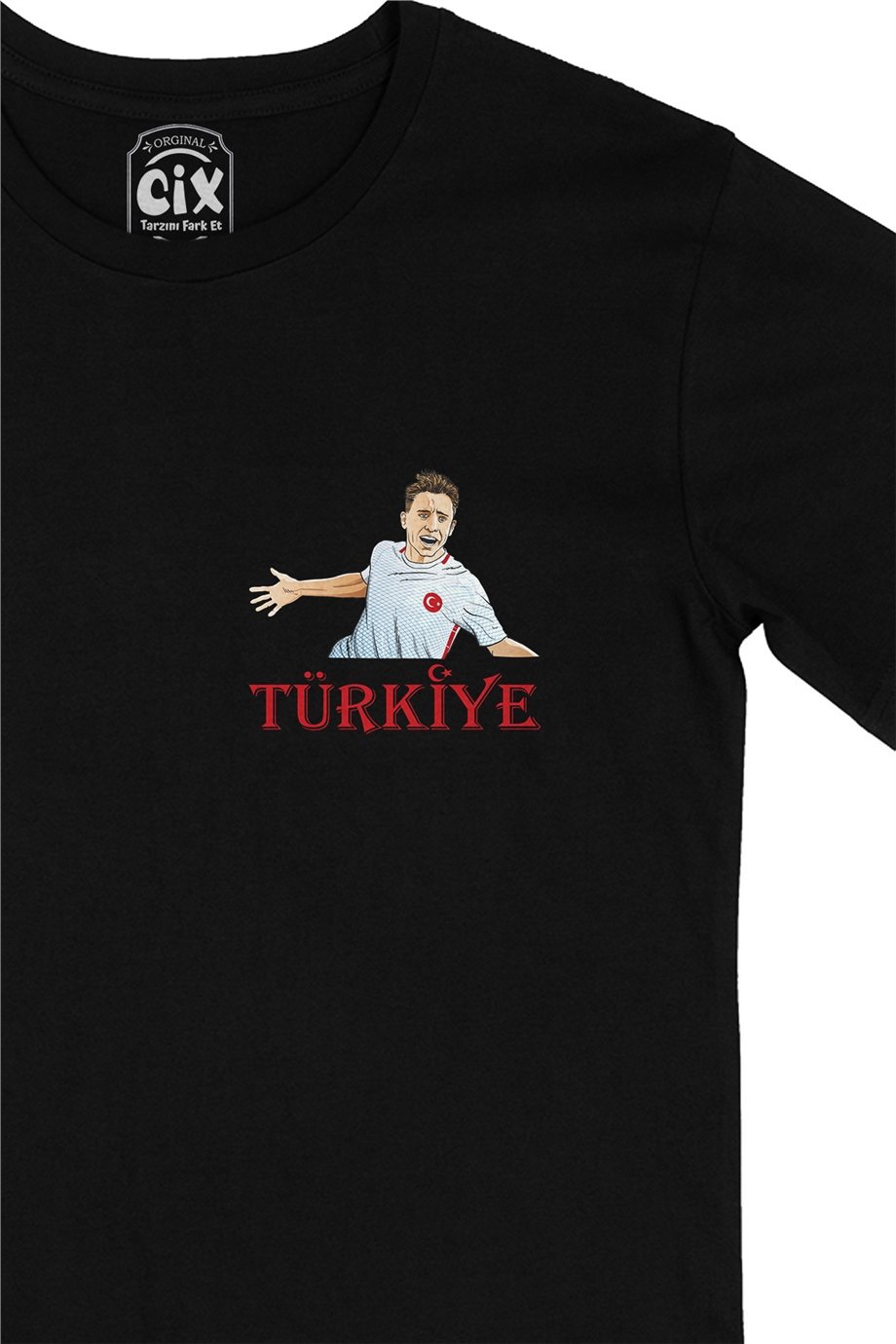Türkiye Milli Takım Cep Logo Tasarımlı Siyah Tişört