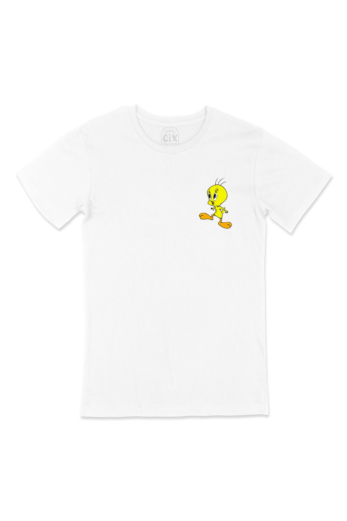 Tweety Cep Logo Tasarımlı Beyaz Tişört