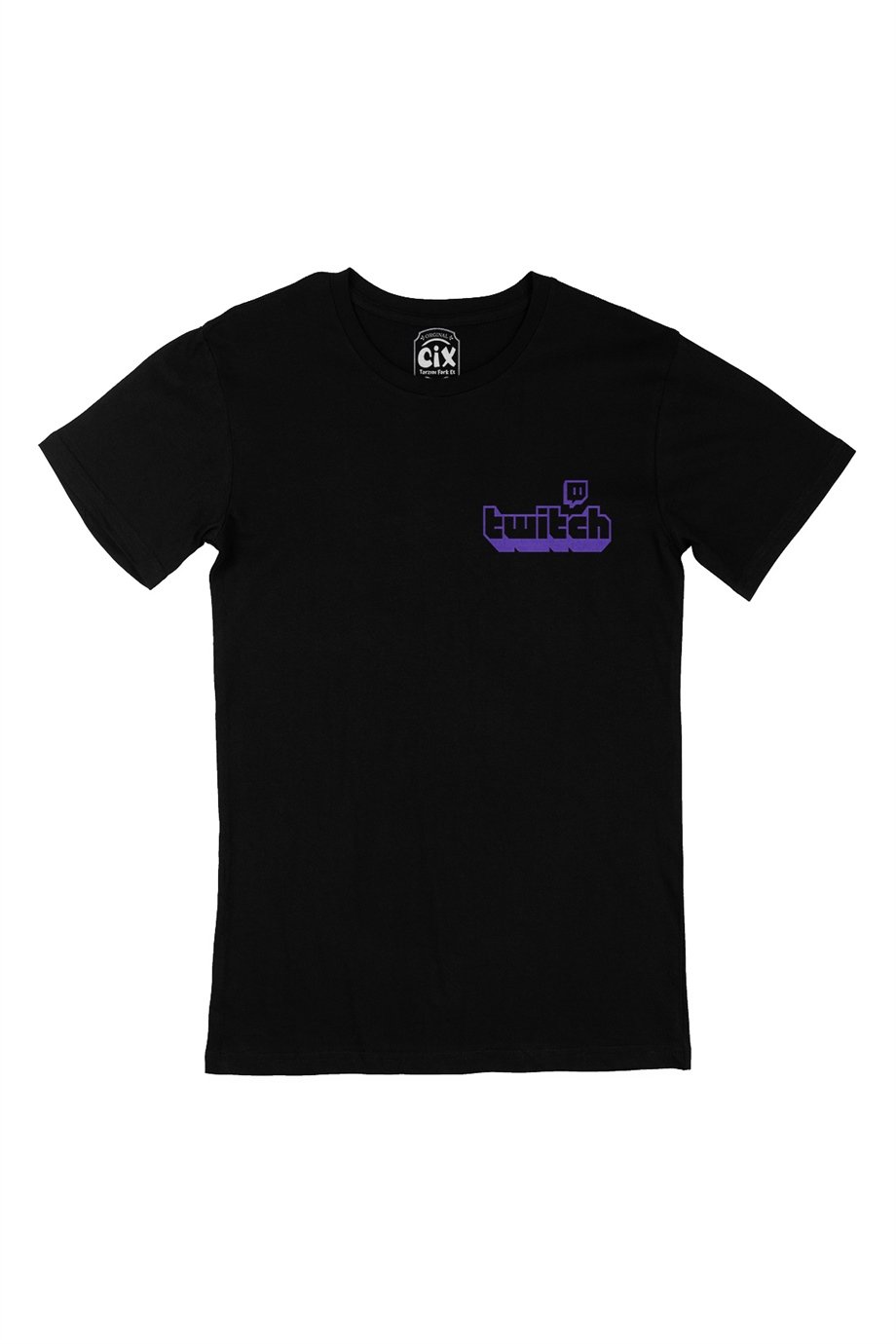 Twitch Cep Logo Tasarımlı Siyah Tişört
