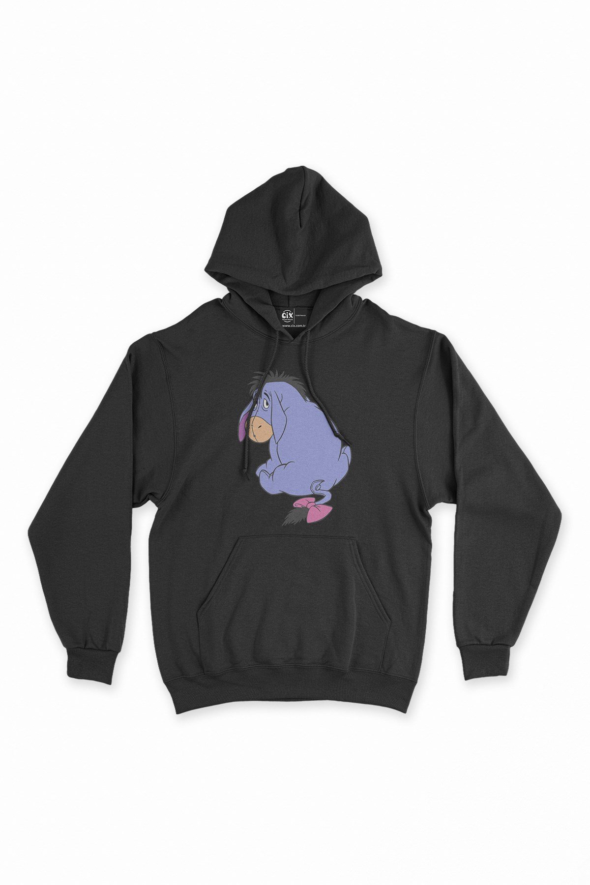 Utangaç Eşek Siyah Kapşonlu Sweatshirt Hoodie
