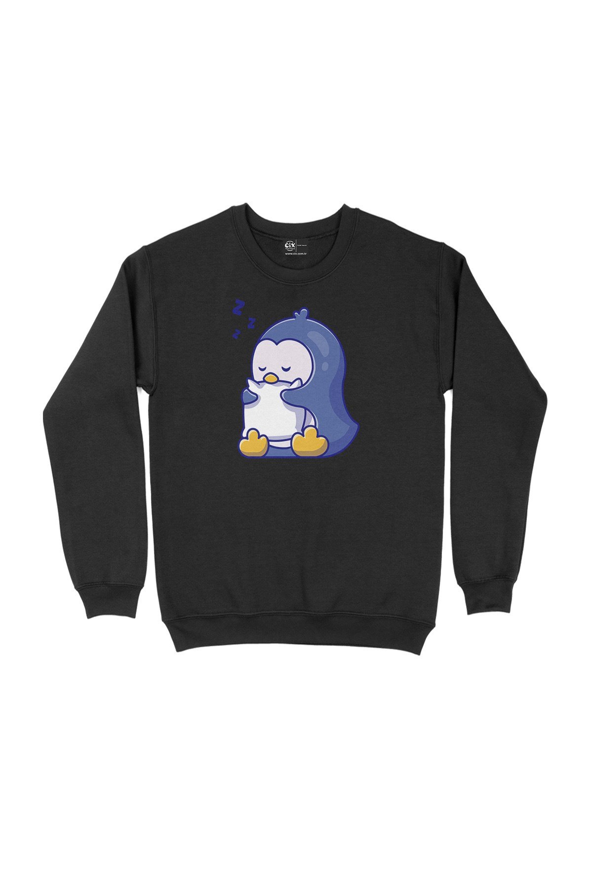 Uykucu Penguen Siyah Sweatshirt