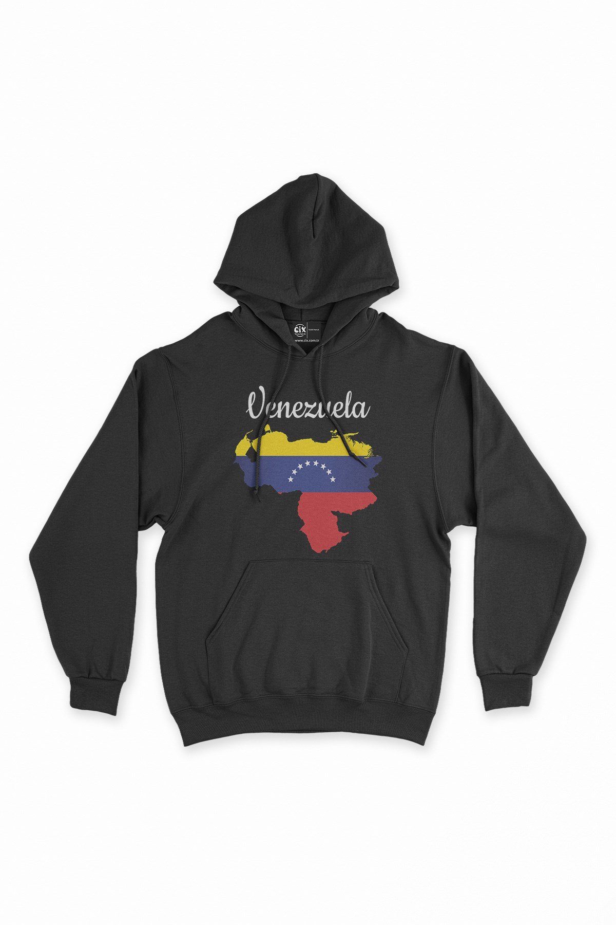 Venezuela Haritalı ve Bayraklı Siyah Kapşonlu Sweatshirt Hoodie