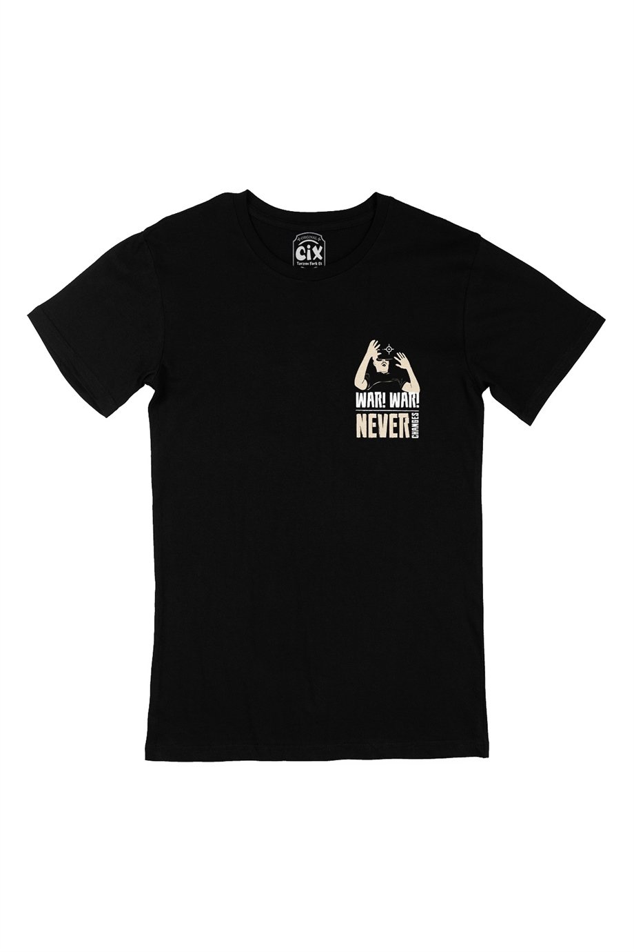 WarNever Changes Cep Logo Tasarımlı Siyah Tişört