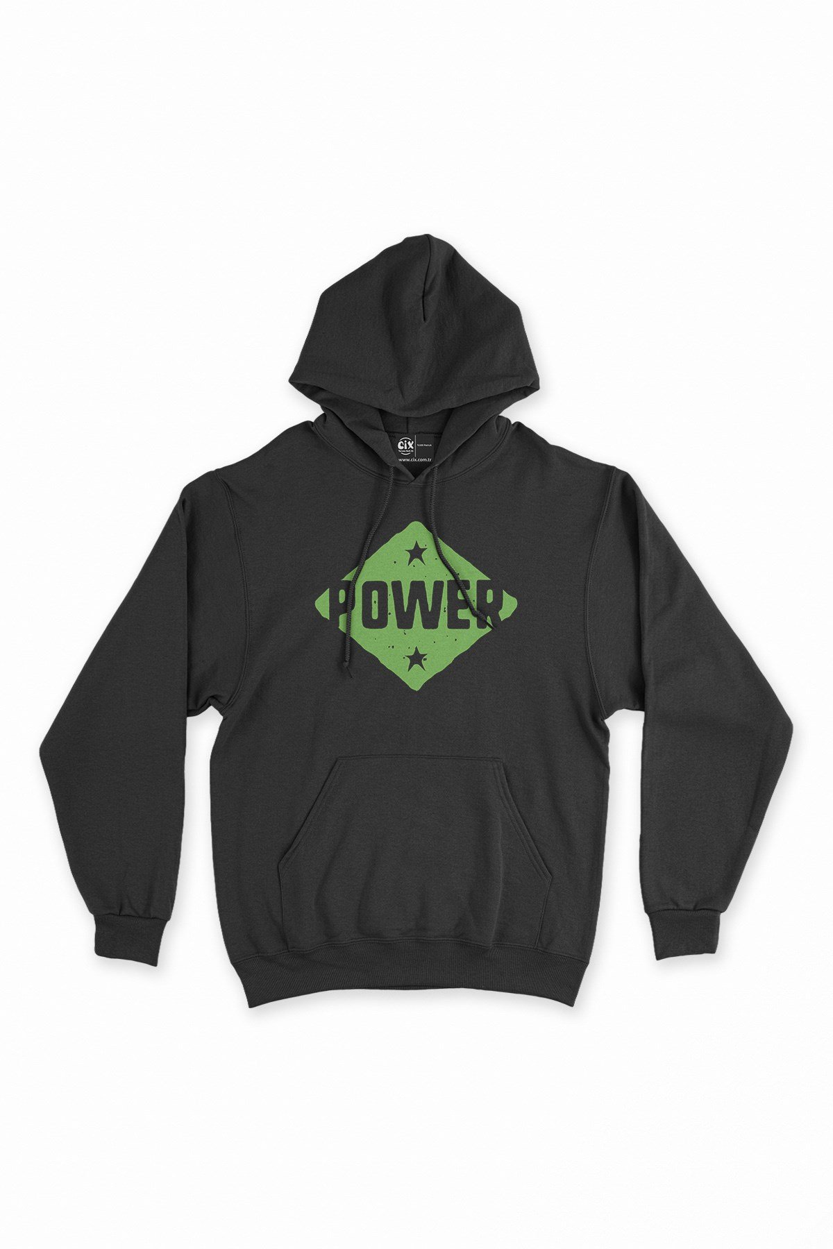 Yeşil Power Siyah Kapşonlu Sweatshirt Hoodie