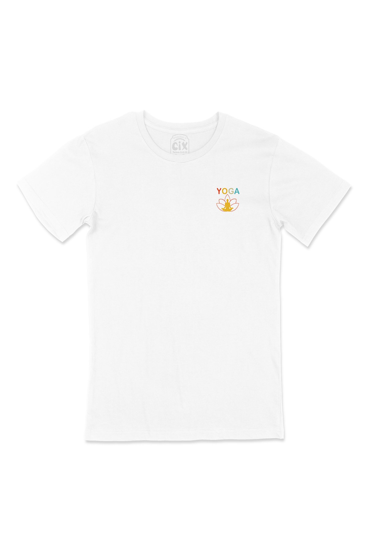YOGA Cep Logo Tasarımlı Beyaz Tişört