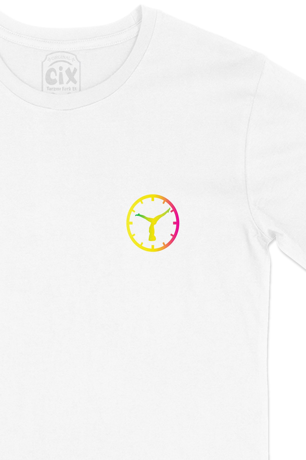 Yogo Saati Cep Logo Tasarımlı Beyaz Tişört