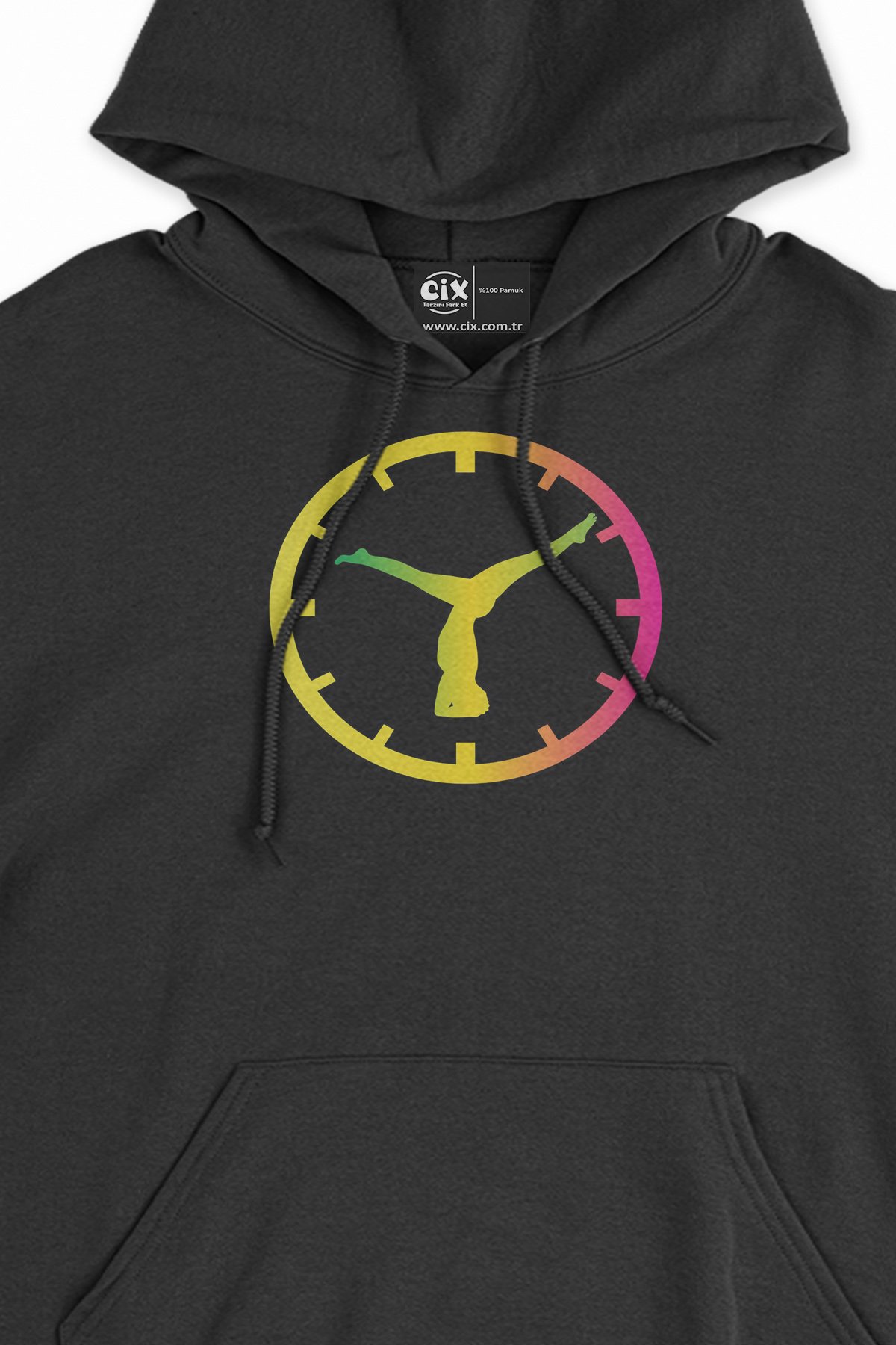 Yogo Saati Siyah Sweatshirt Hoodie