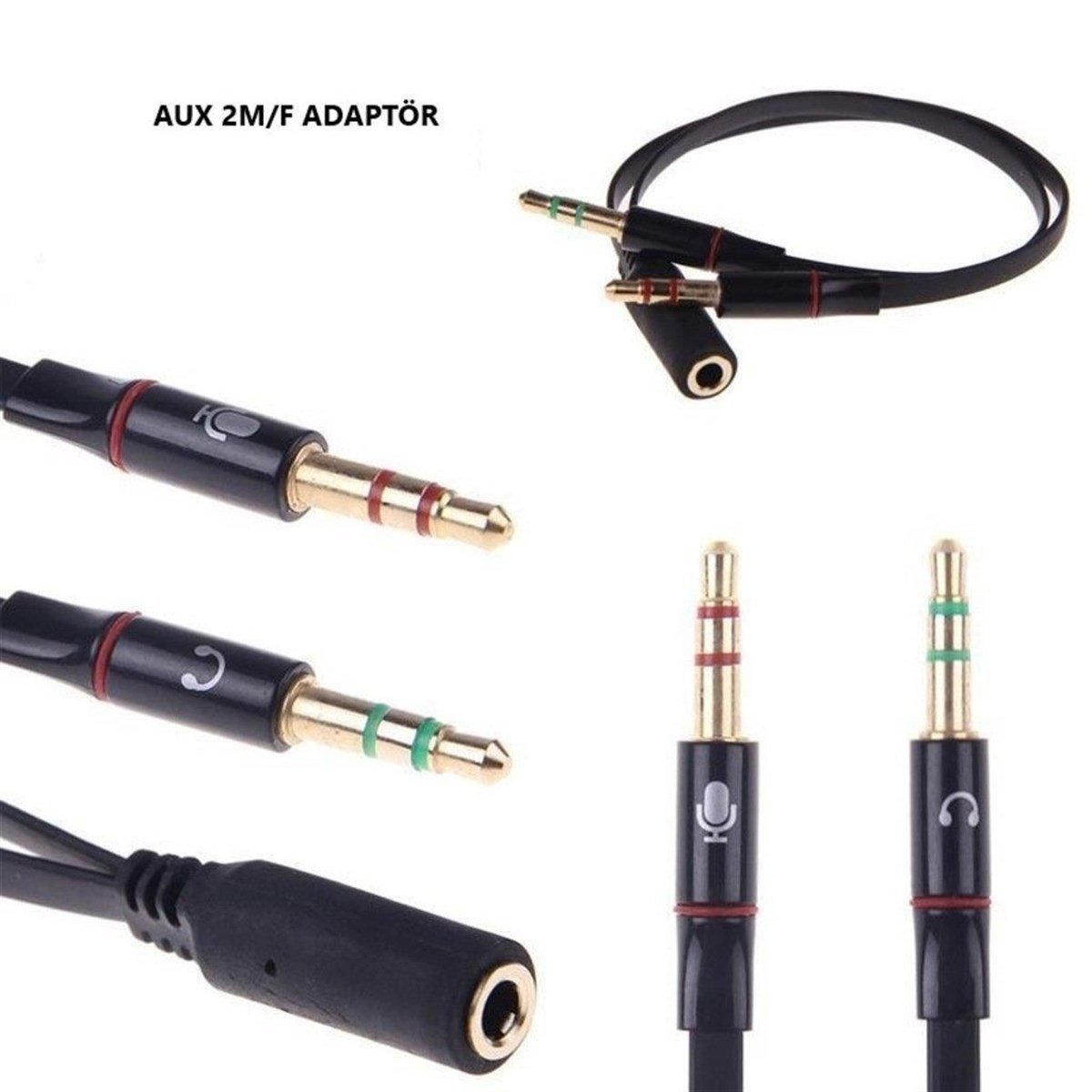 Hadron HN4611 Slim Mikrofon Kulaklık Ayırıcı Kablo 20cm