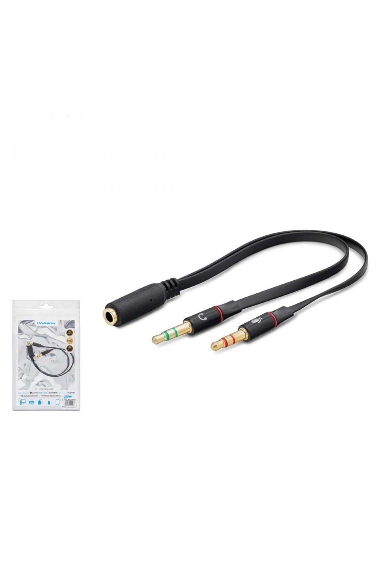 Hadron HN4611 Slim Mikrofon Kulaklık Ayırıcı Kablo 20cm