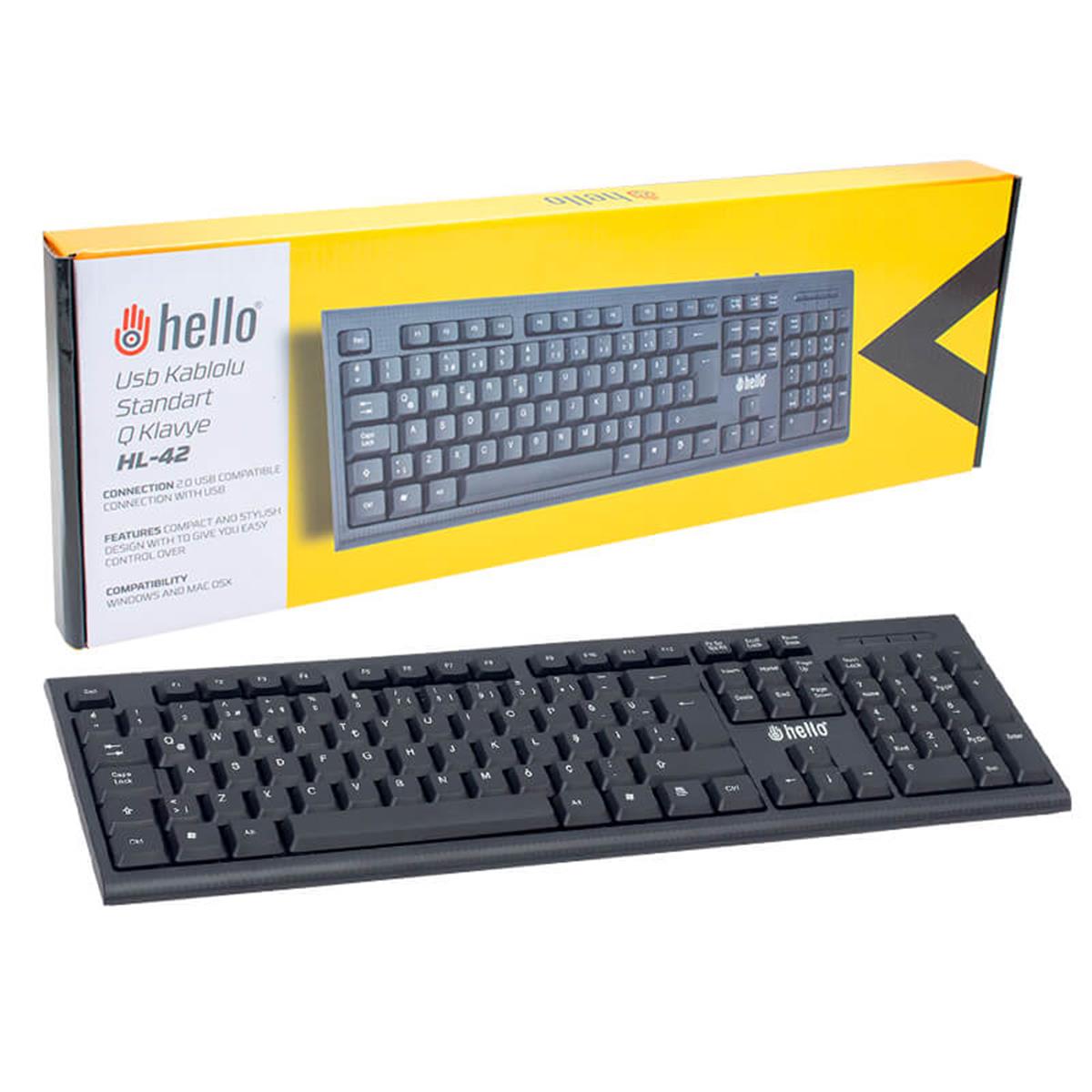 trenducuzluk,helloHello HL-18742 Usb Kablolu  Q KlavyeHytechHello HL-18742 Usb Kablolu  Q Klavye