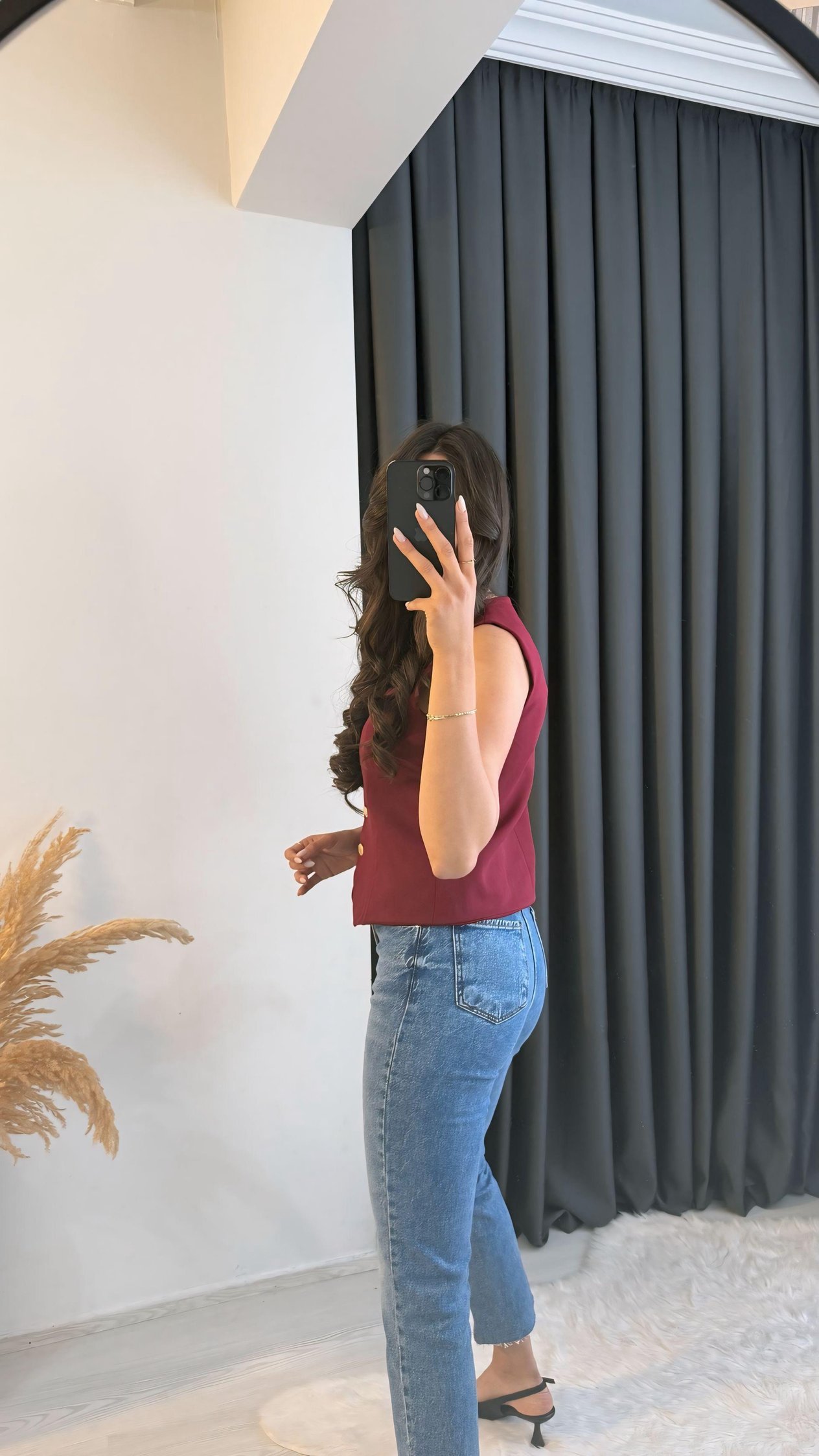 Balena Premium Seri Gold Düğmeli Yelek Bordo