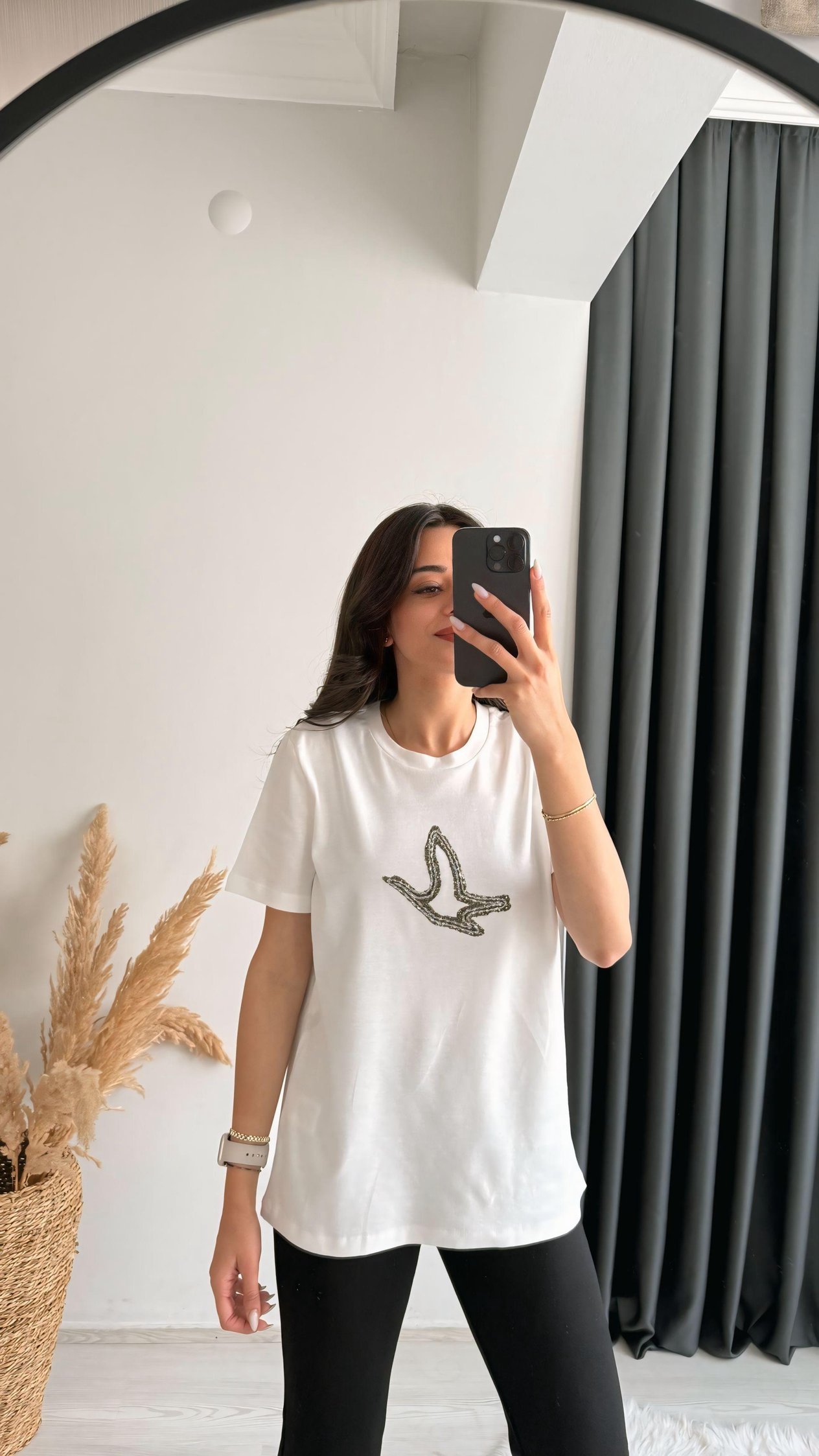 Beymi Orj Marka Taşlı Tshirt Beyaz