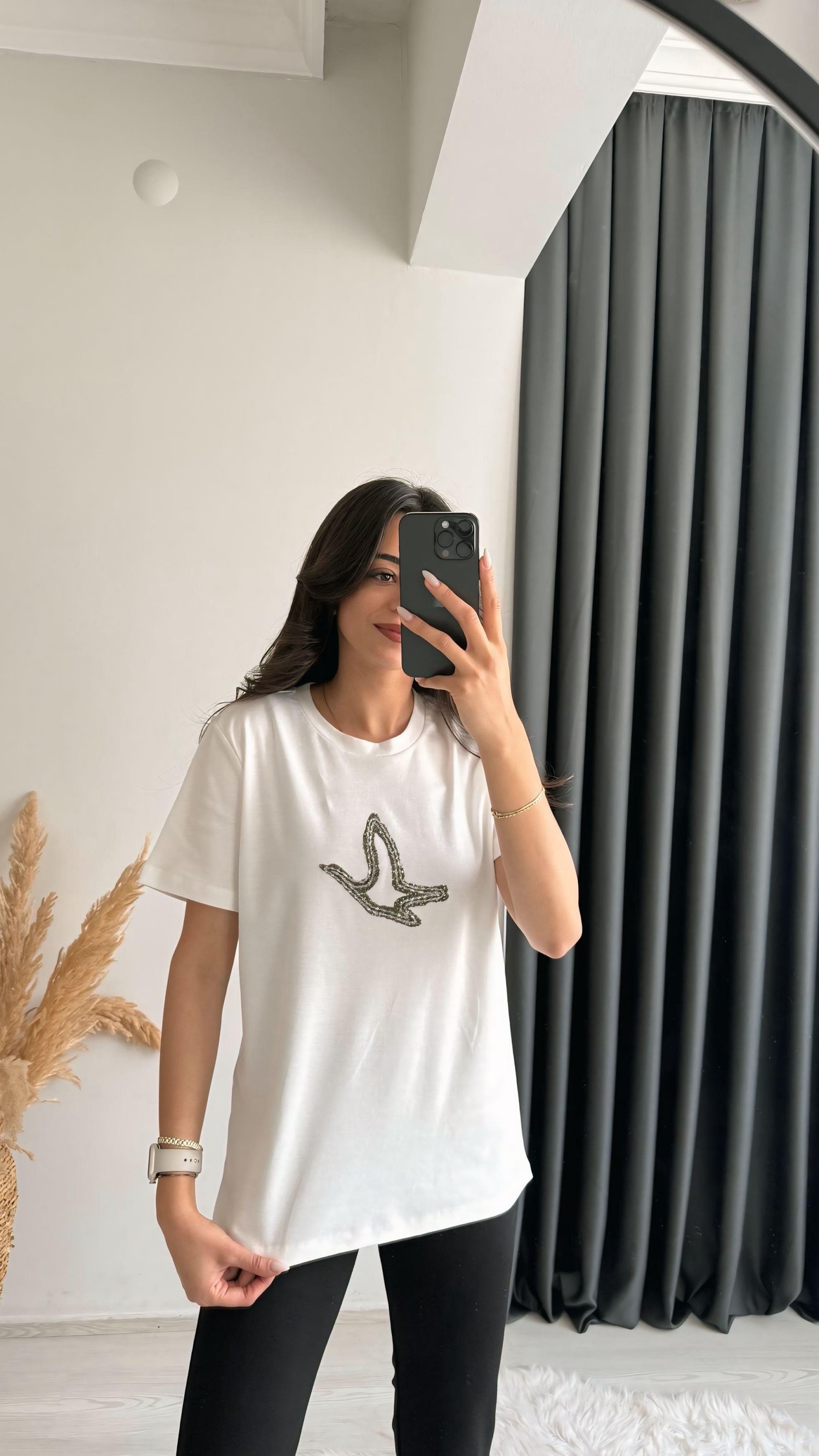 Beymi Orj Marka Taşlı Tshirt Beyaz