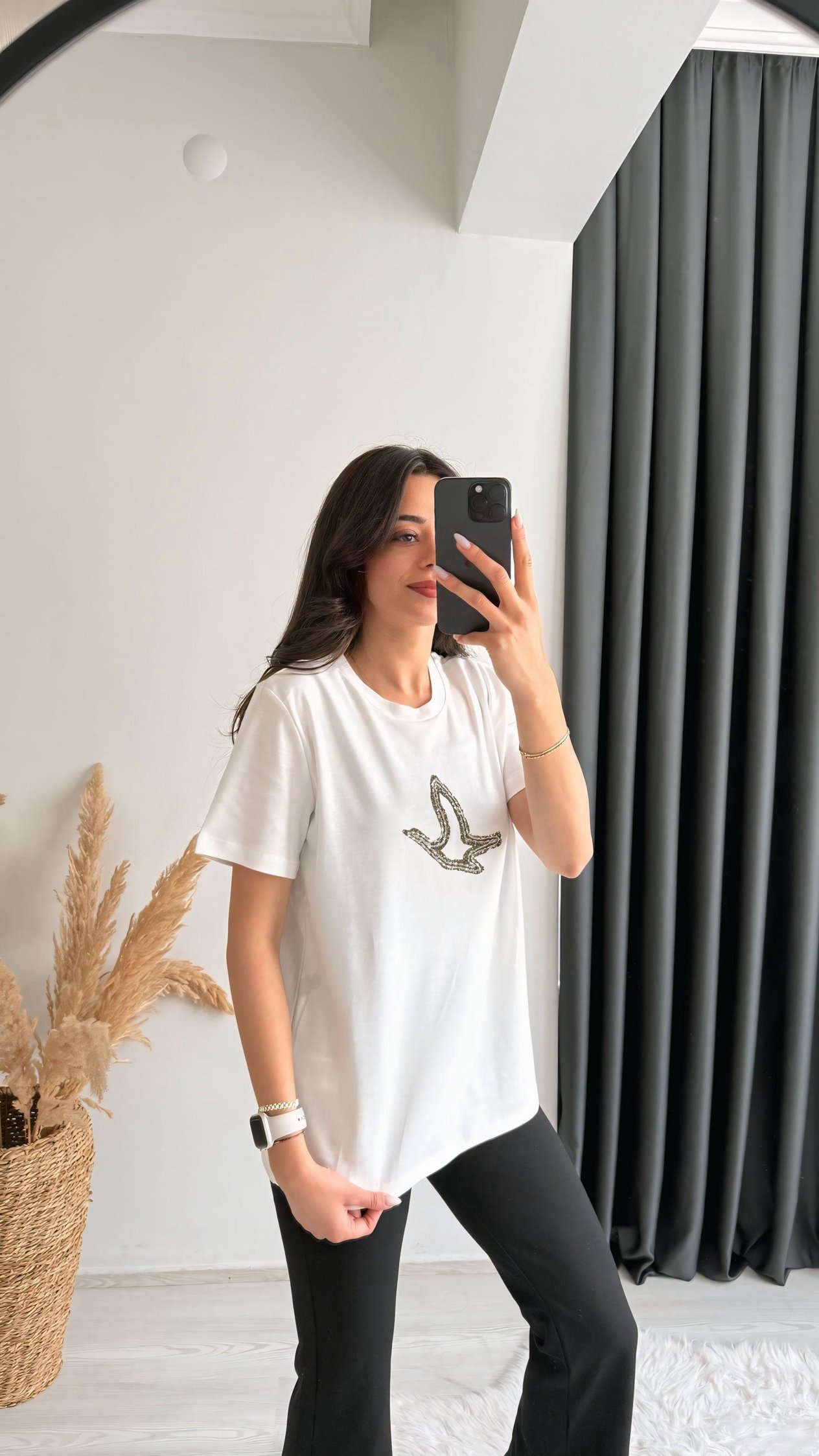 Beymi Orj Marka Taşlı Tshirt Beyaz