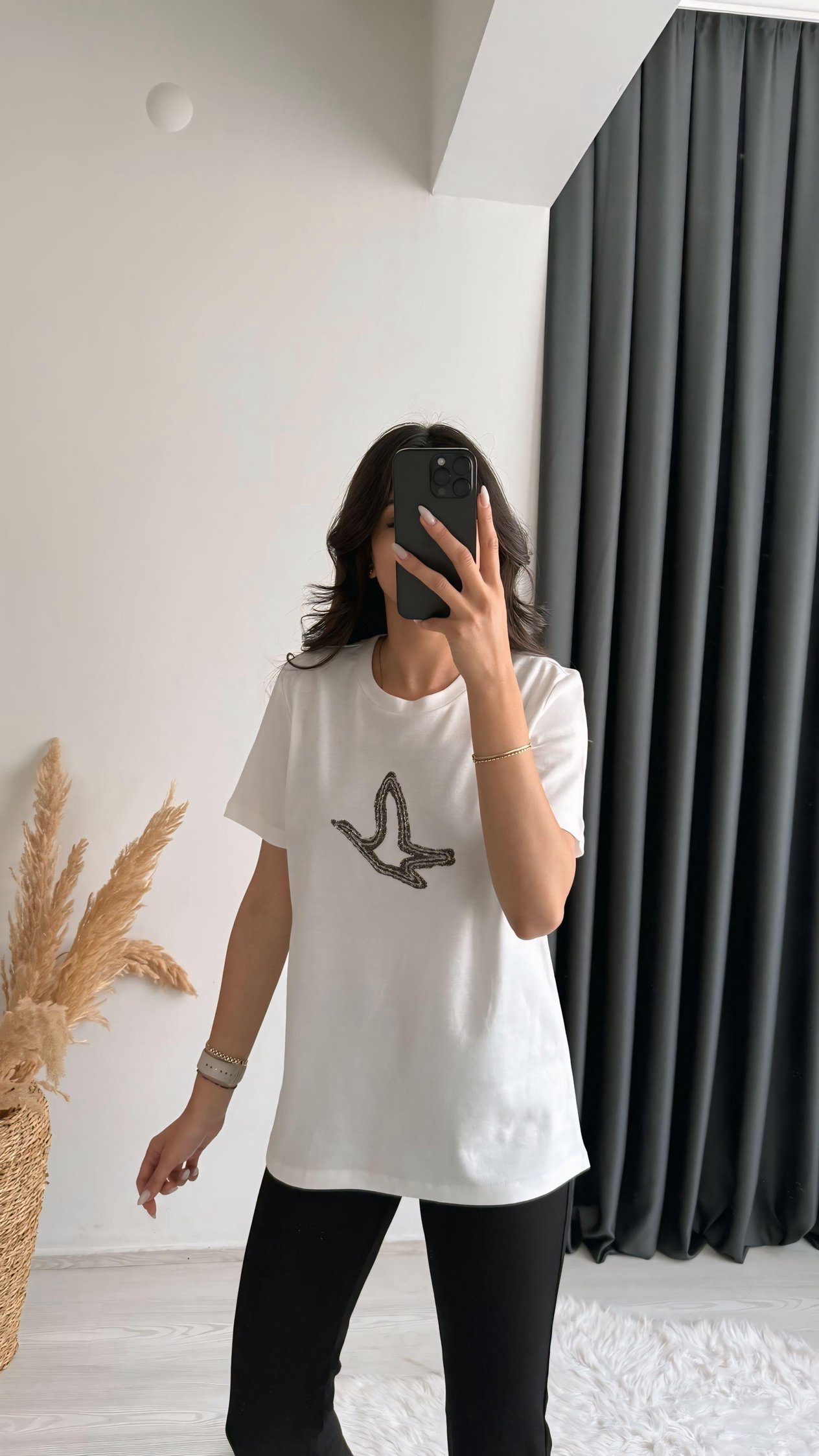 Beymi Orj Marka Taşlı Tshirt Beyaz