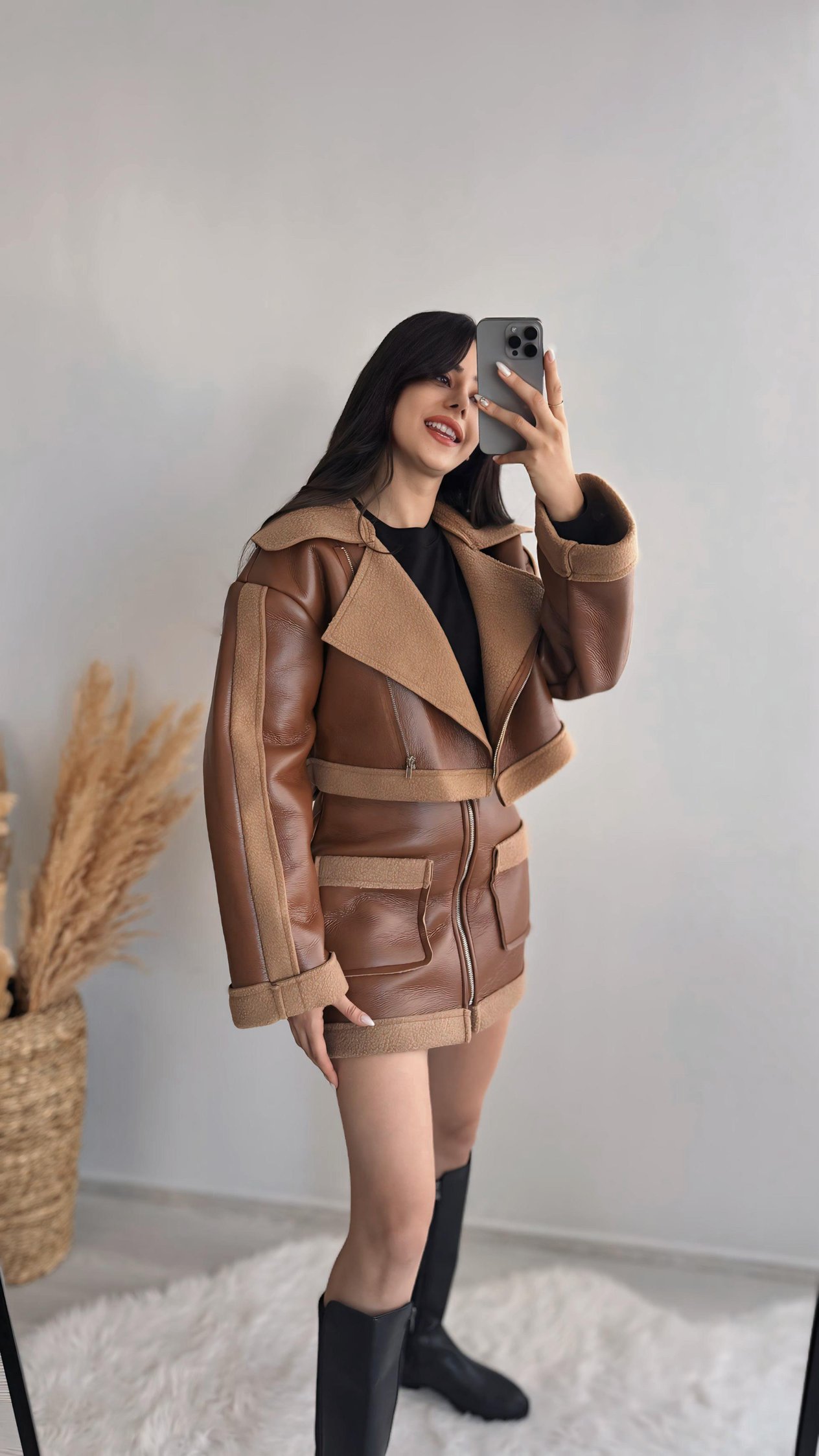 Hotic Deri Teddy Karışımlı Ceket