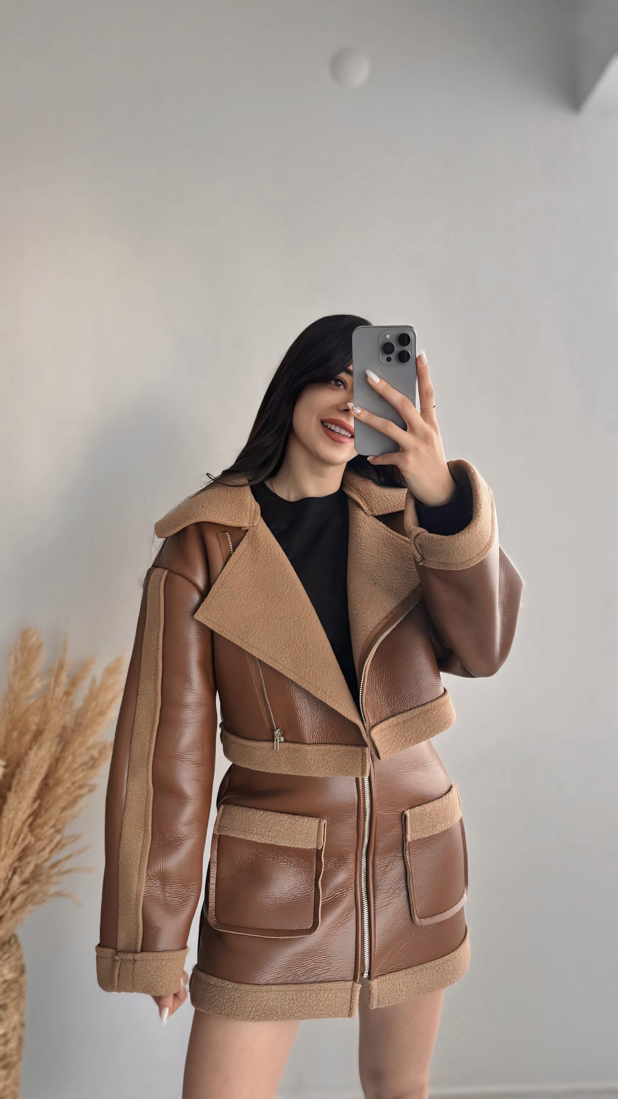 Hotic Deri Teddy Karışımlı Ceket