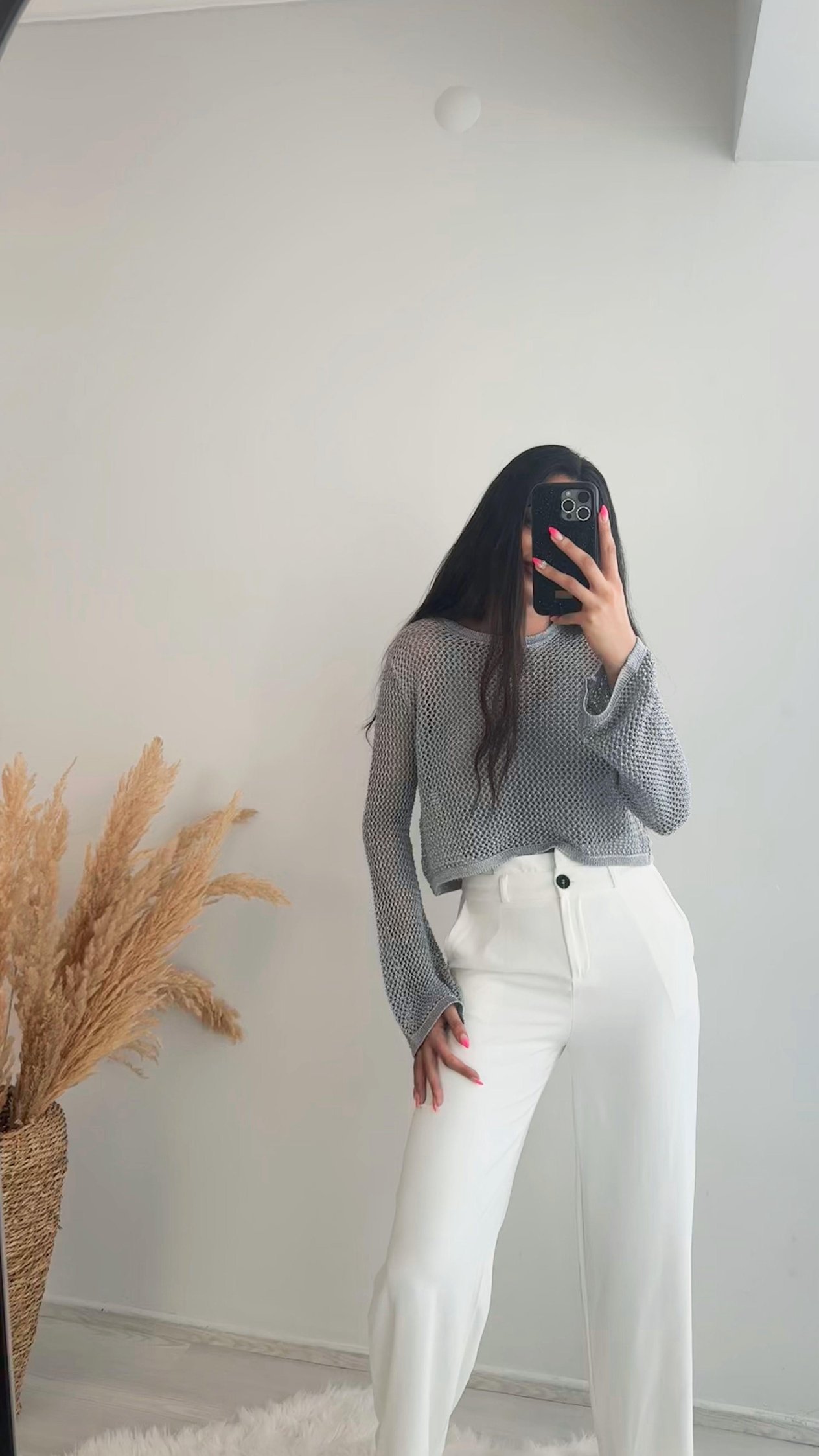 Yüksek Bel Orj Mng Beyaz Pantalon