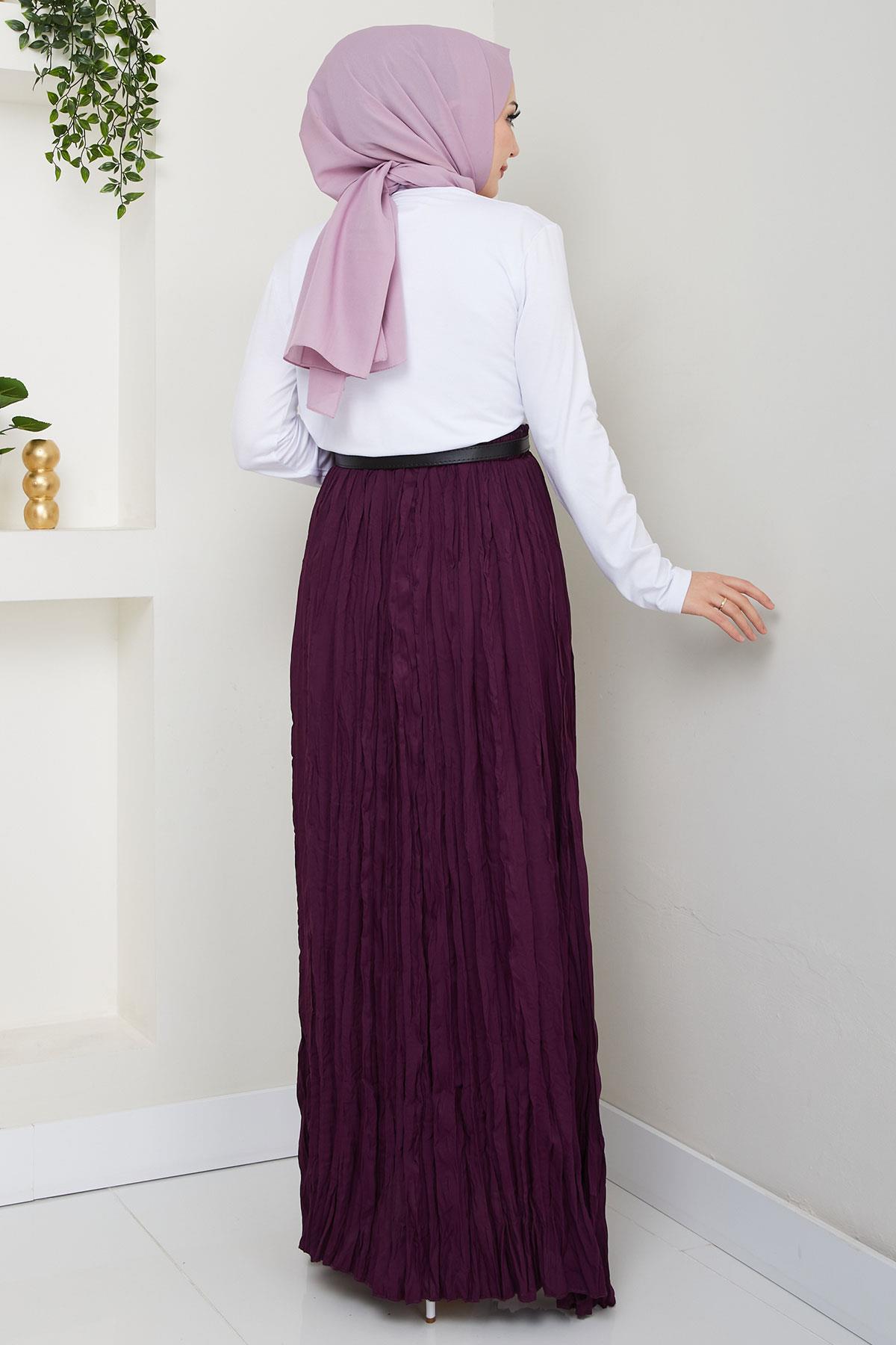 Kraşlı Etek Mor HM2706