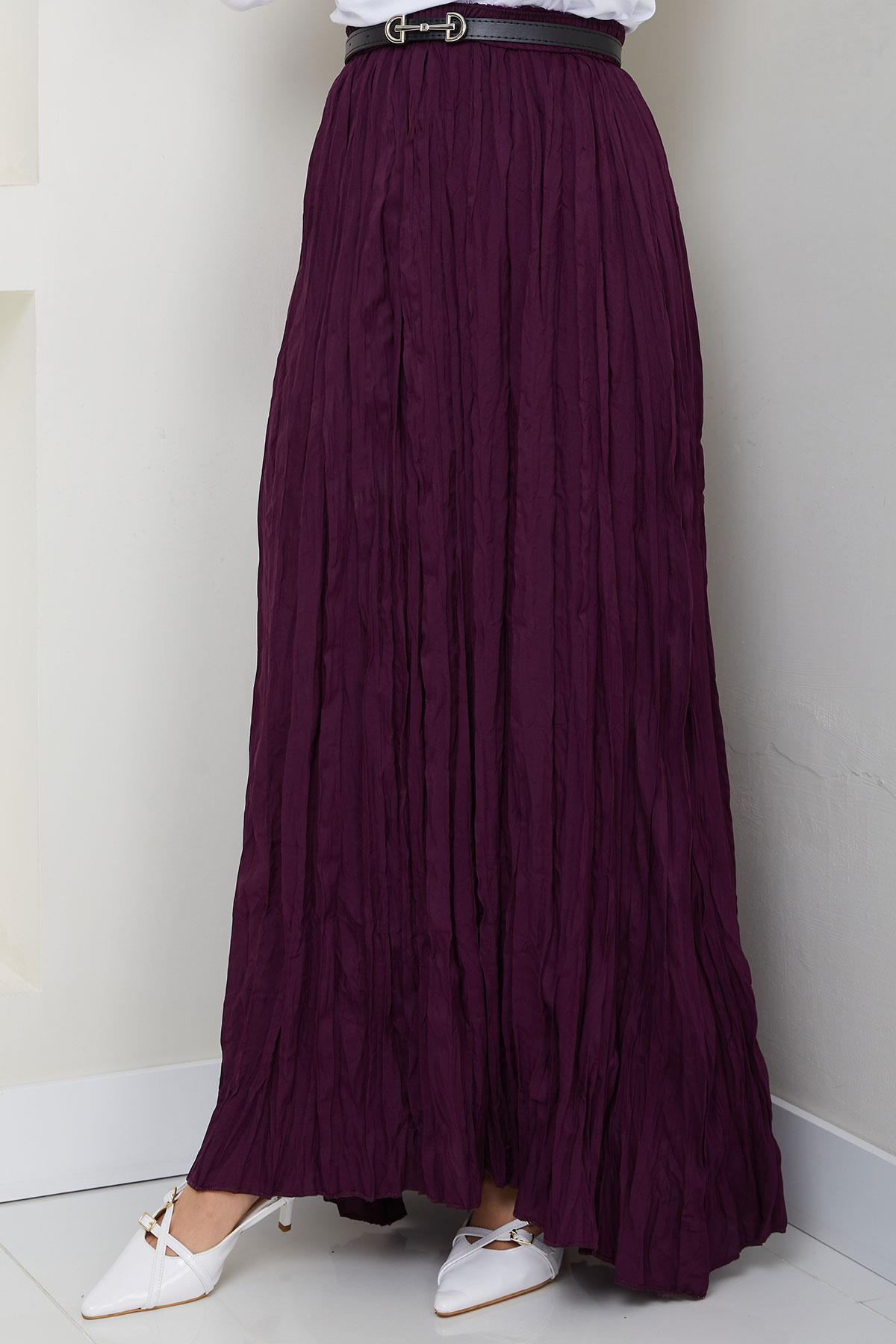 Kraşlı Etek Mor HM2706