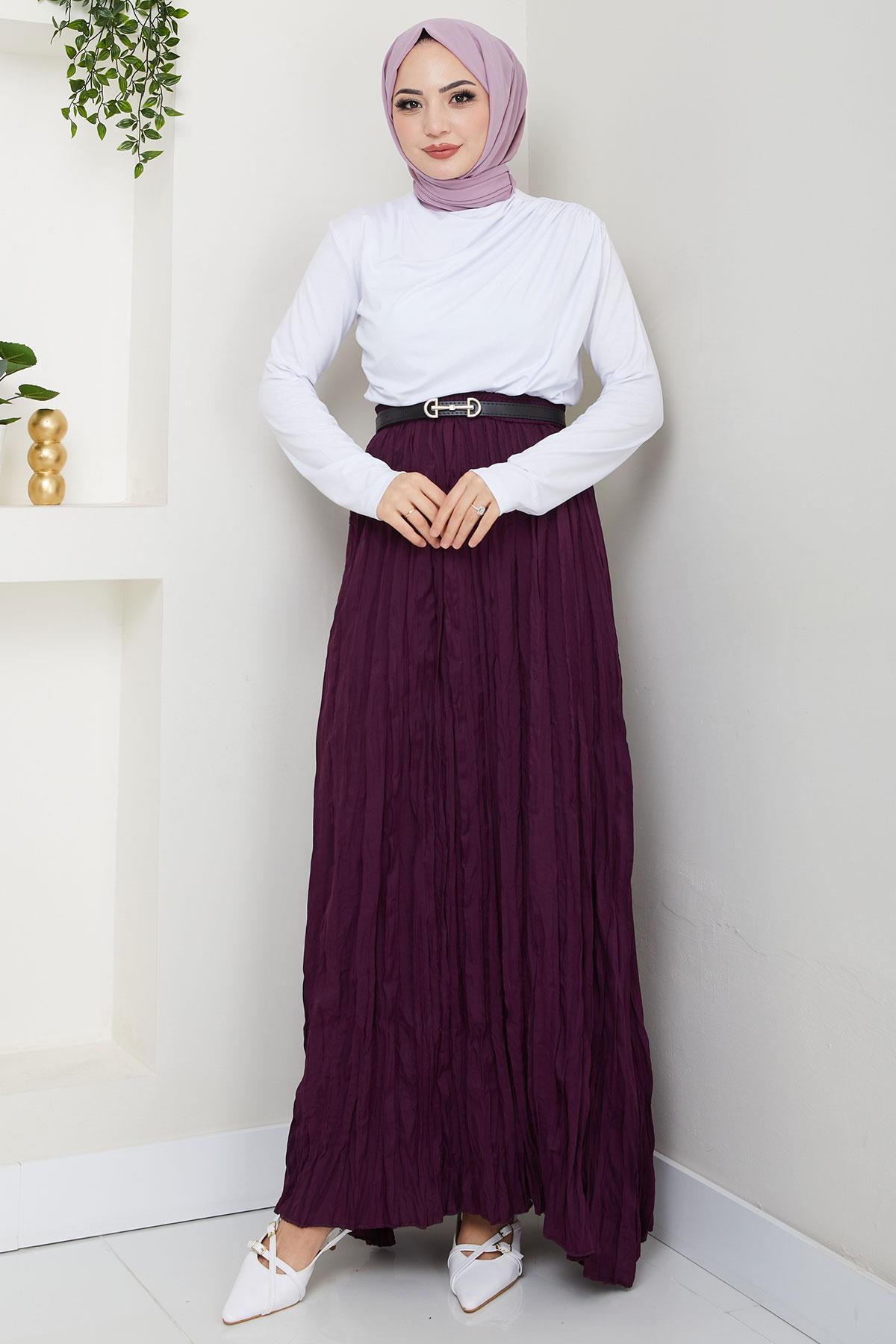 Kraşlı Etek Mor HM2706