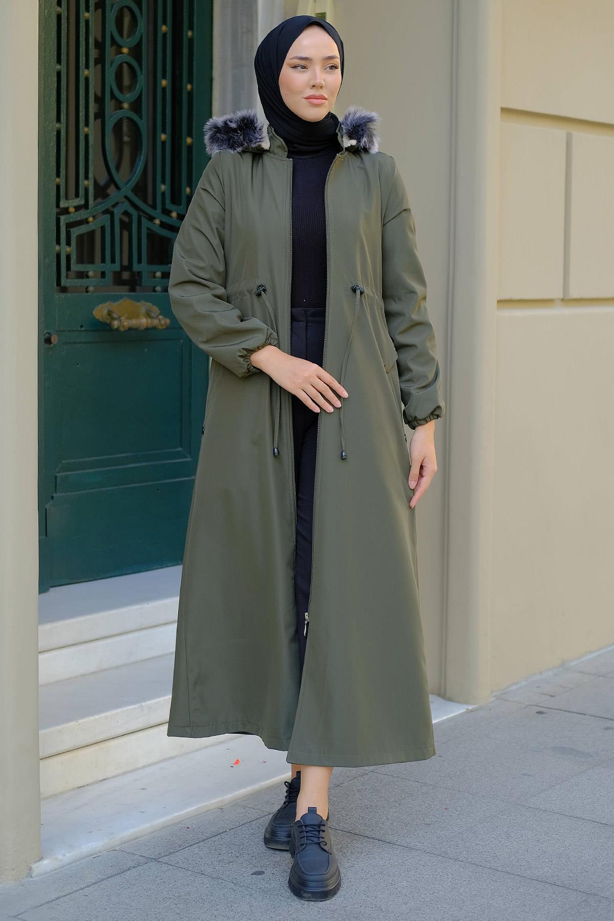 Tam Boy Büyük Beden Mont Haki HM2286