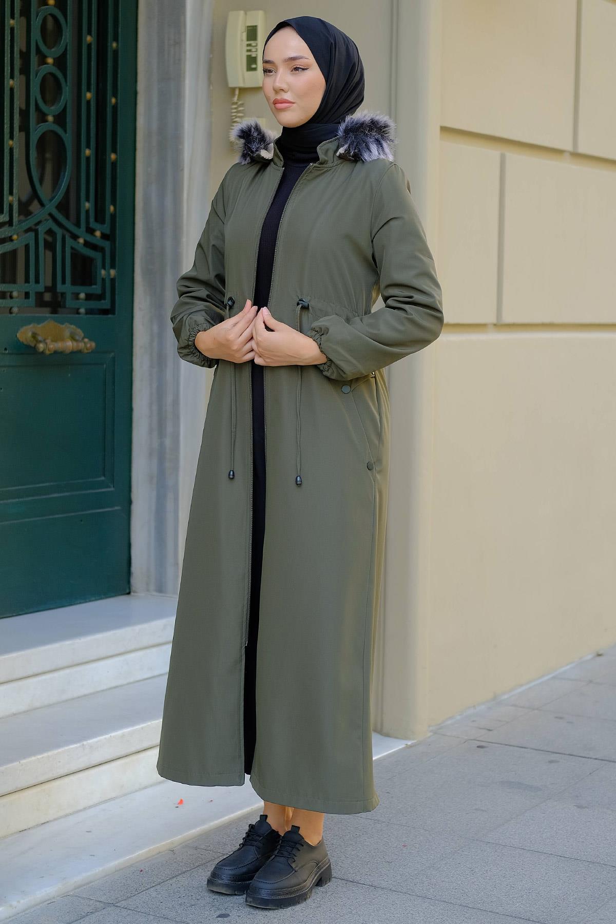 Tam Boy Büyük Beden Mont Haki HM2286
