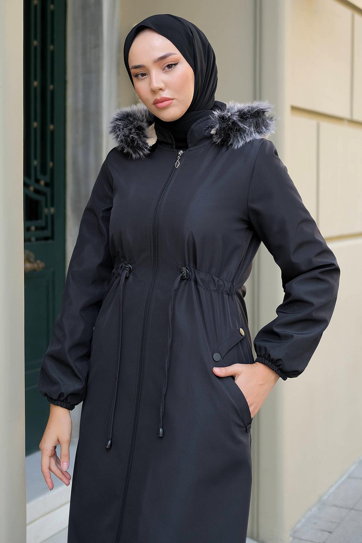 Tam Boy Büyük Beden Mont Siyah HM2286