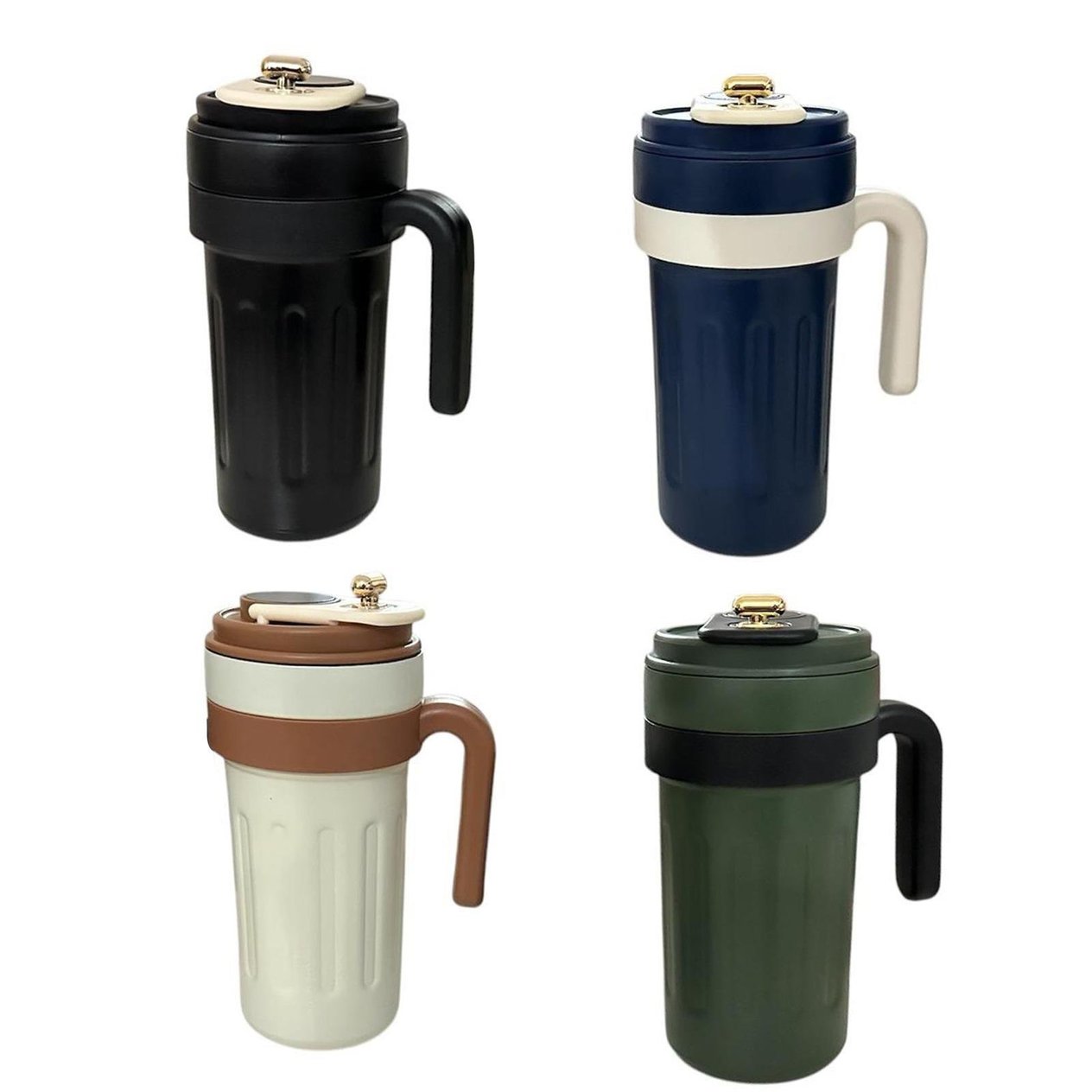 Kulplu Dijital Siyah Çelik Termos 700 ml