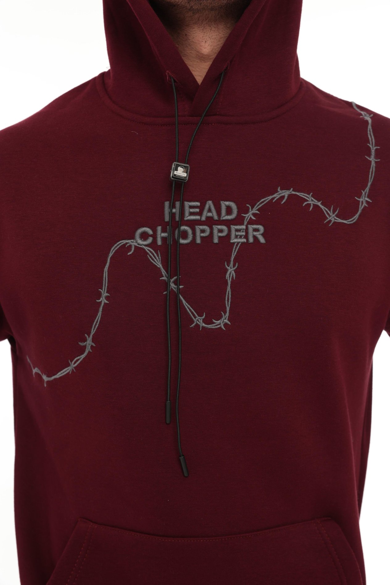 Miron Bordo Üç İplik Head Chopper Nakışlı Oversize Kapşonlu Sweatshirt- 2319
