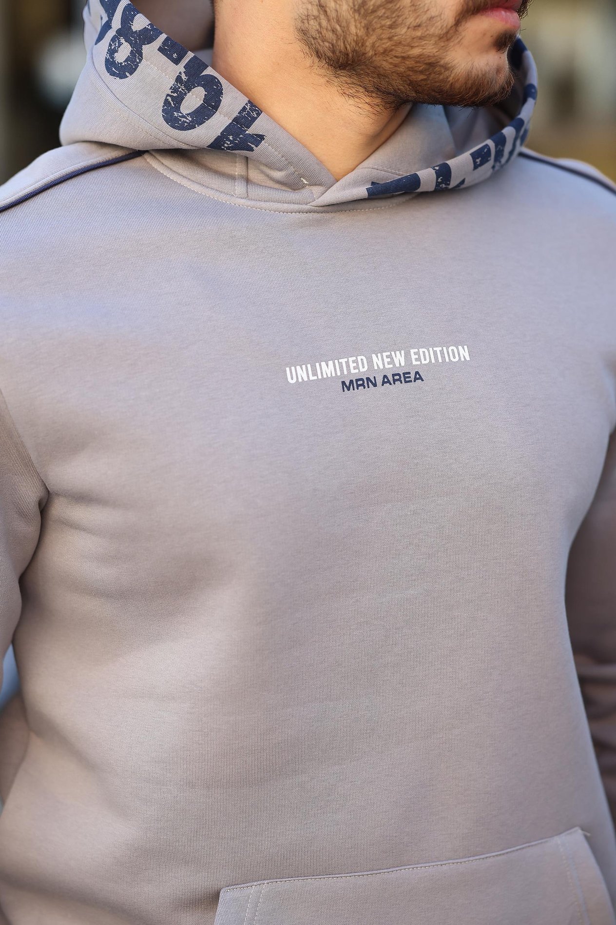 Miron Füme Kapüşon Baskılı Üç İplik Oversize Sweatshirt- 2440