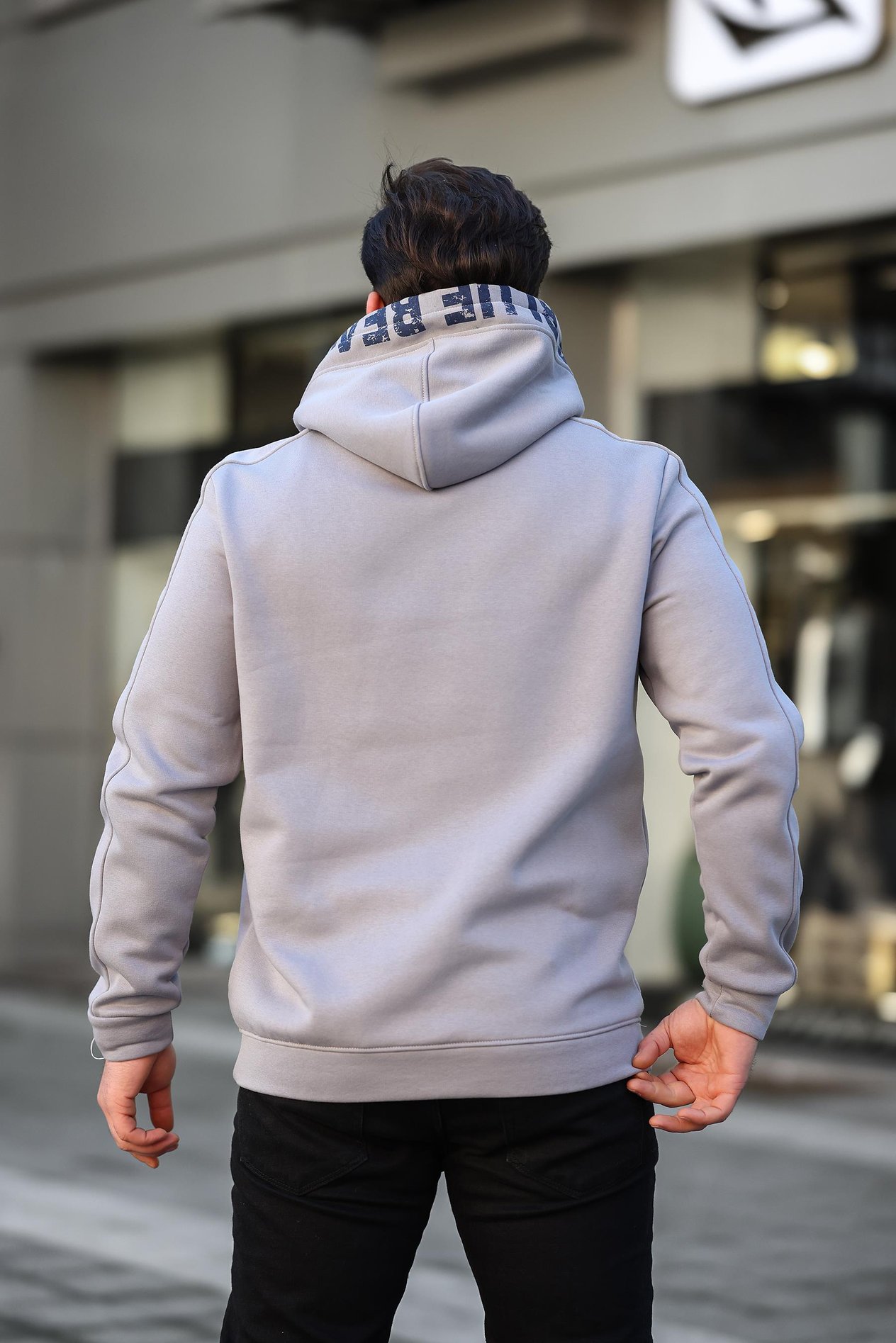 Miron Füme Kapüşon Baskılı Üç İplik Oversize Sweatshirt- 2440